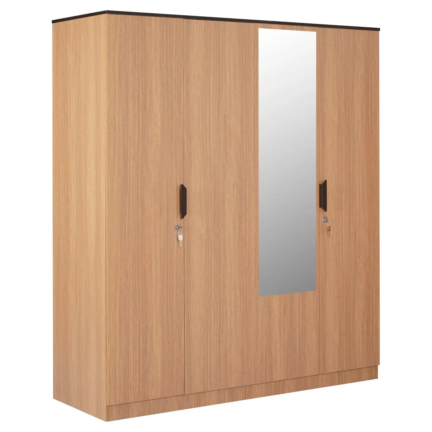 Nilkamal Milford 4 Door Wardrobe With Mirror (Urban Teak) - Image 6