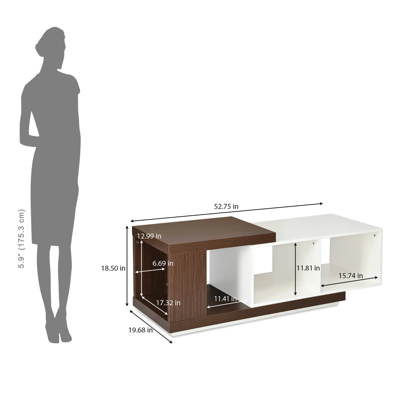 Nilkamal Mono Coffee Table (Legno Oak/Frosty White) - Image 13