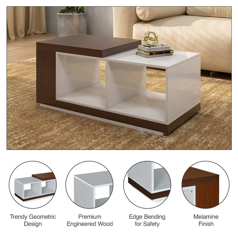 Nilkamal Mono Coffee Table (Legno Oak/Frosty White) - Image 3