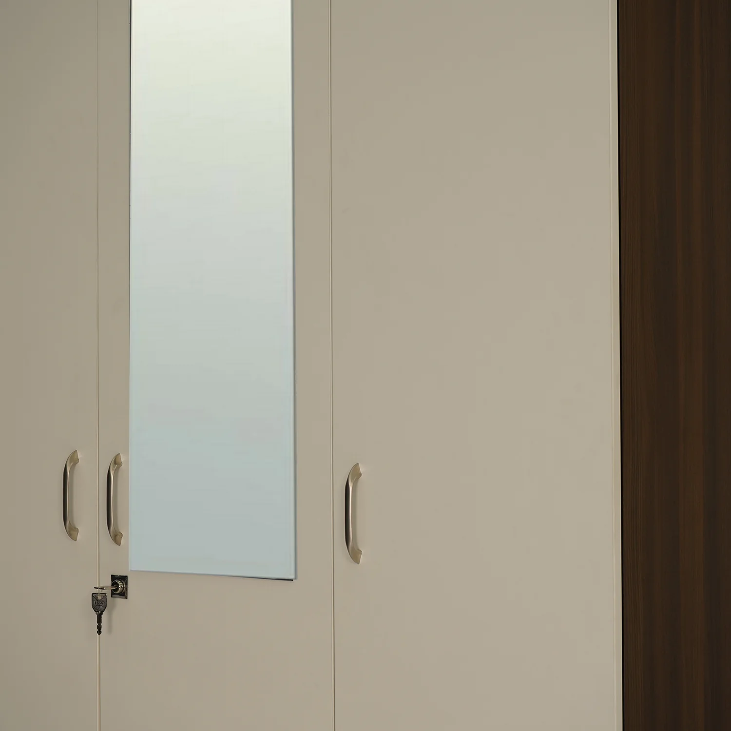 Nilkamal Mozart 3 Door Mirror Wardrobe (Walnut / White) - Image 8