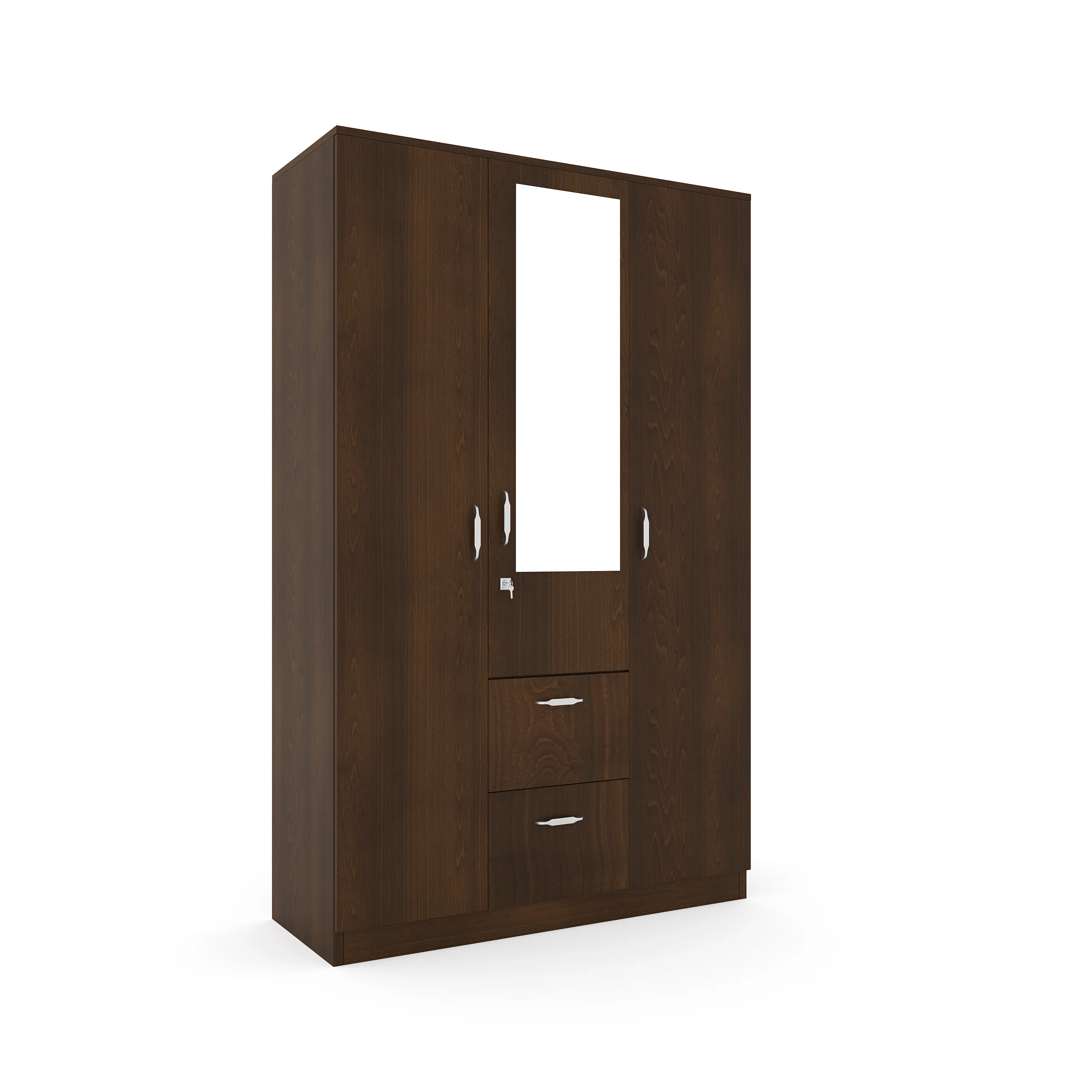 Nilkamal Mozart 3 Door Wardrobe with Mirror (Walnut) - Image 3