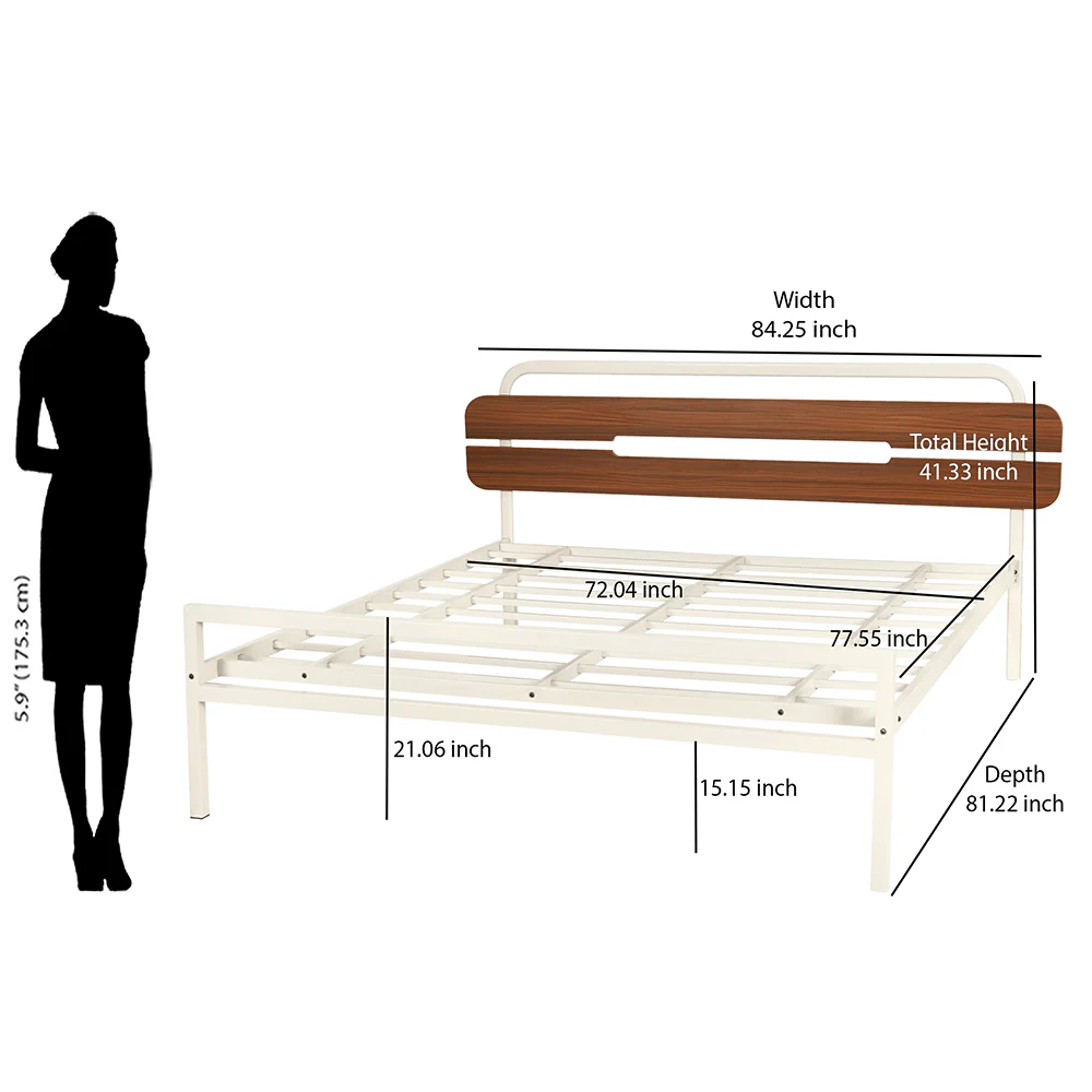 Nilkamal Nova Metal King Bed (Ivory/Walnut) - Image 8
