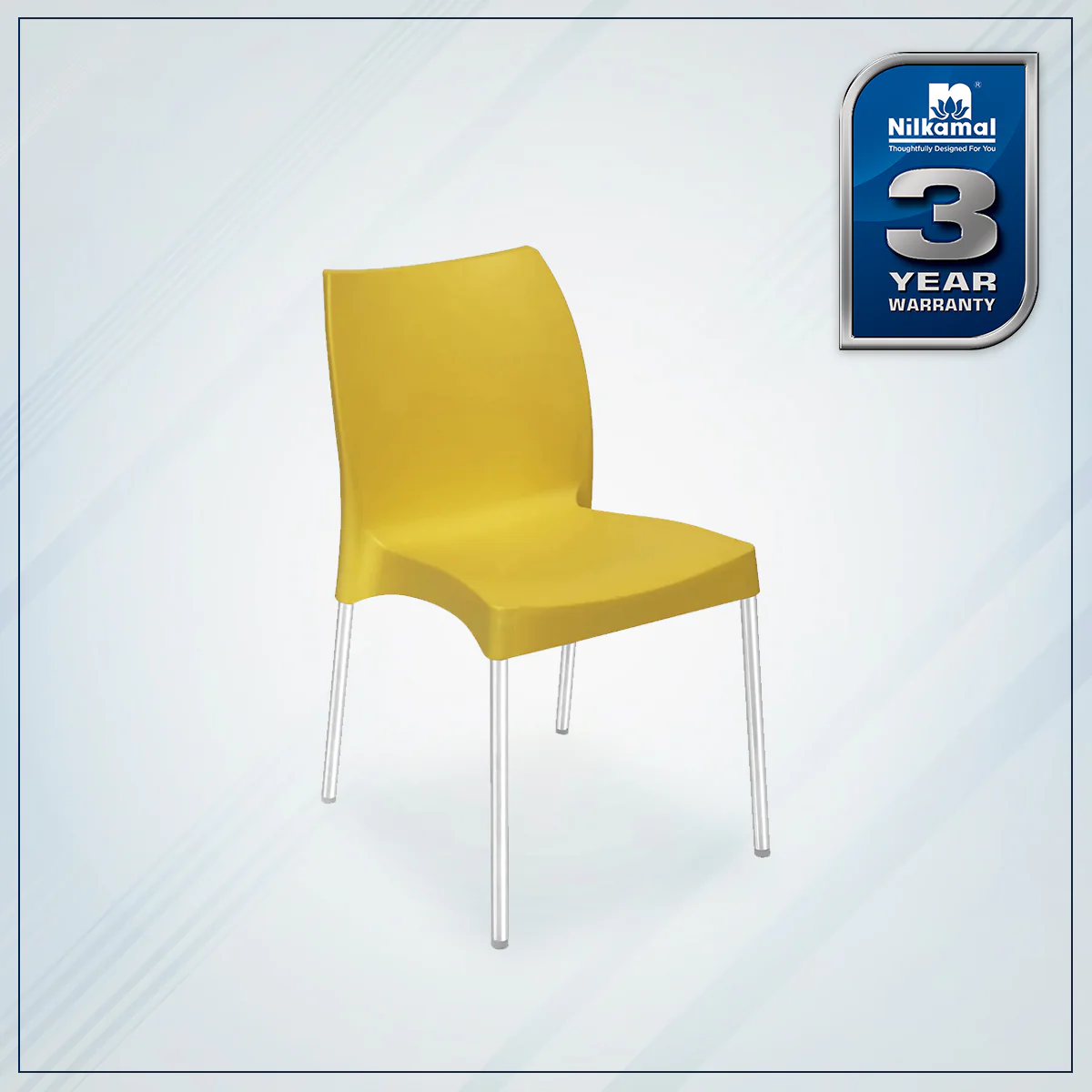 Nilkamal Novella 07 Plastic Armless Chair (Mustard Yellow) - Image 2