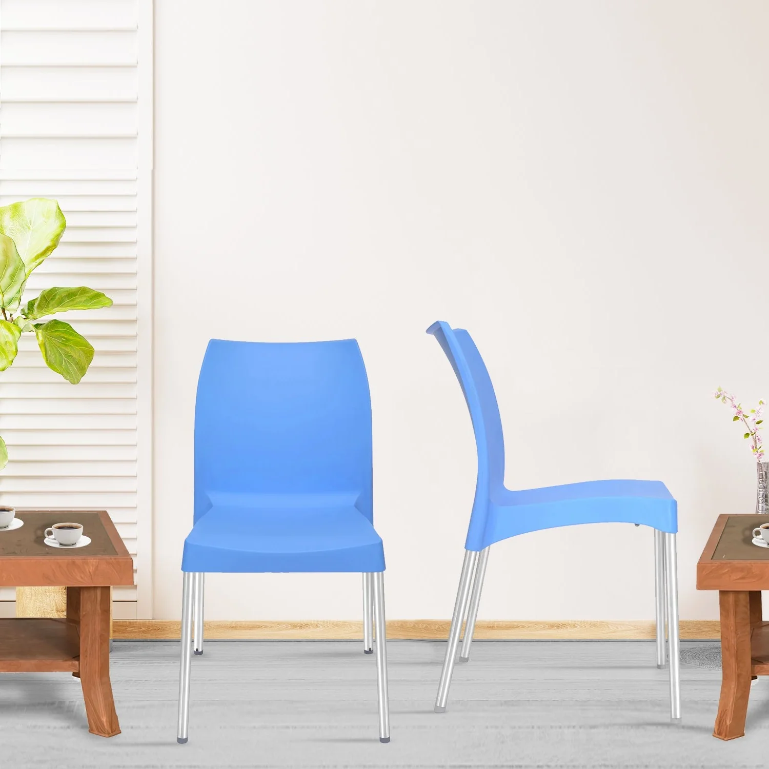 Nilkamal Novella 07 Plastic Armless Chair (Blue) - Image 3