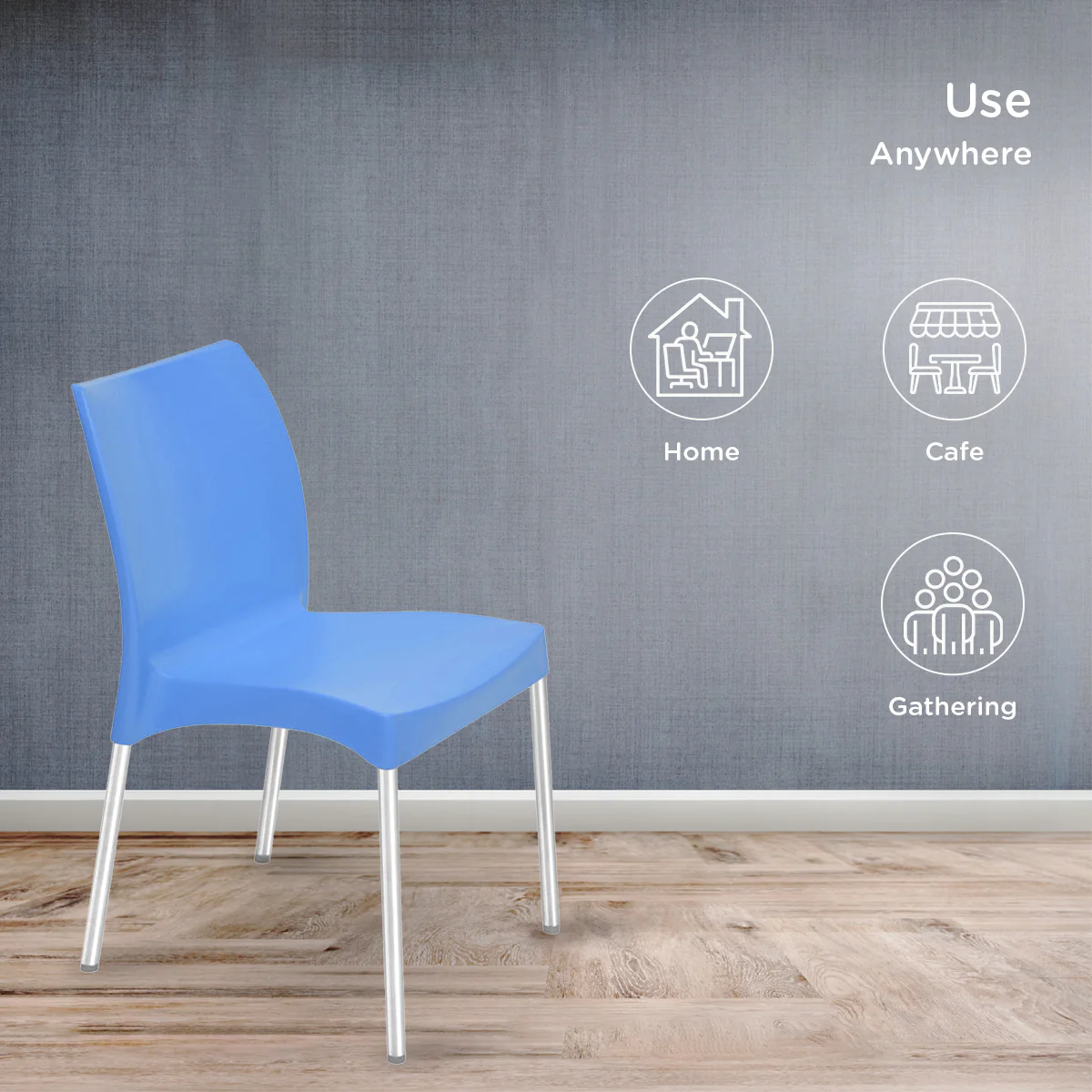 Nilkamal Novella 07 Plastic Armless Chair (Blue) - Image 4