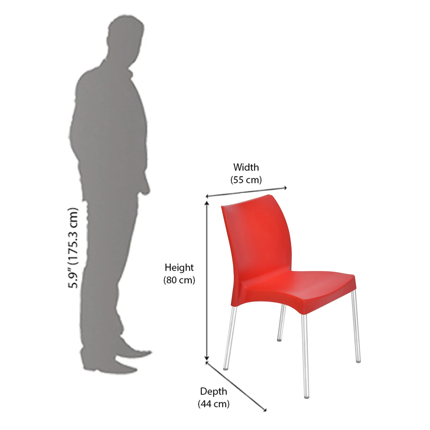 Nilkamal Novella 07 Plastic Armless Chair (Bright Red) - Image 11