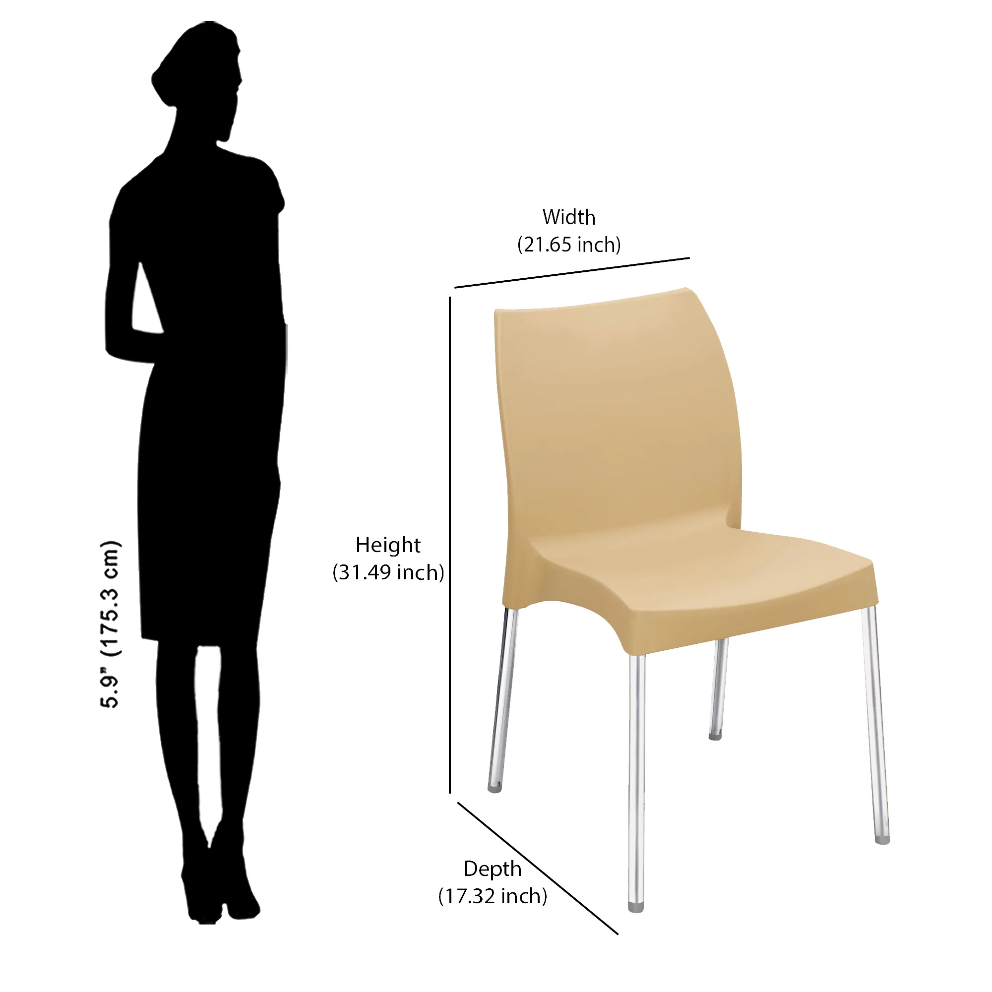 Nilkamal Novella 07 Plastic Armless Chair (Biscuit Brown) - Image 6