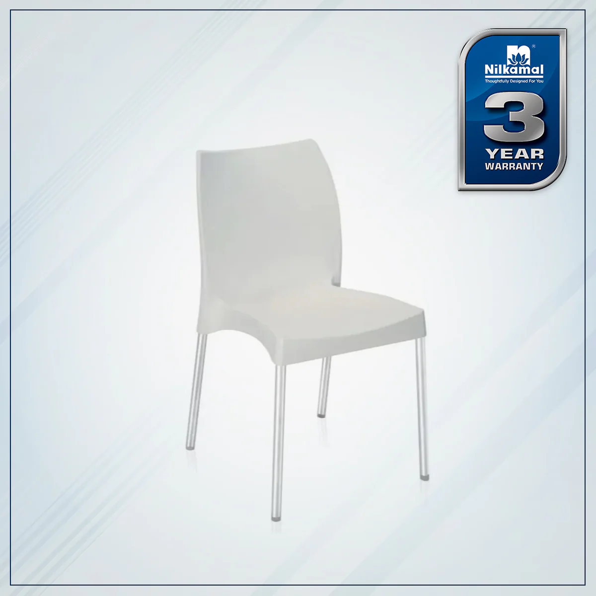 Nilkamal Novella 07 Plastic Armless Chair (Milky White) - Image 2