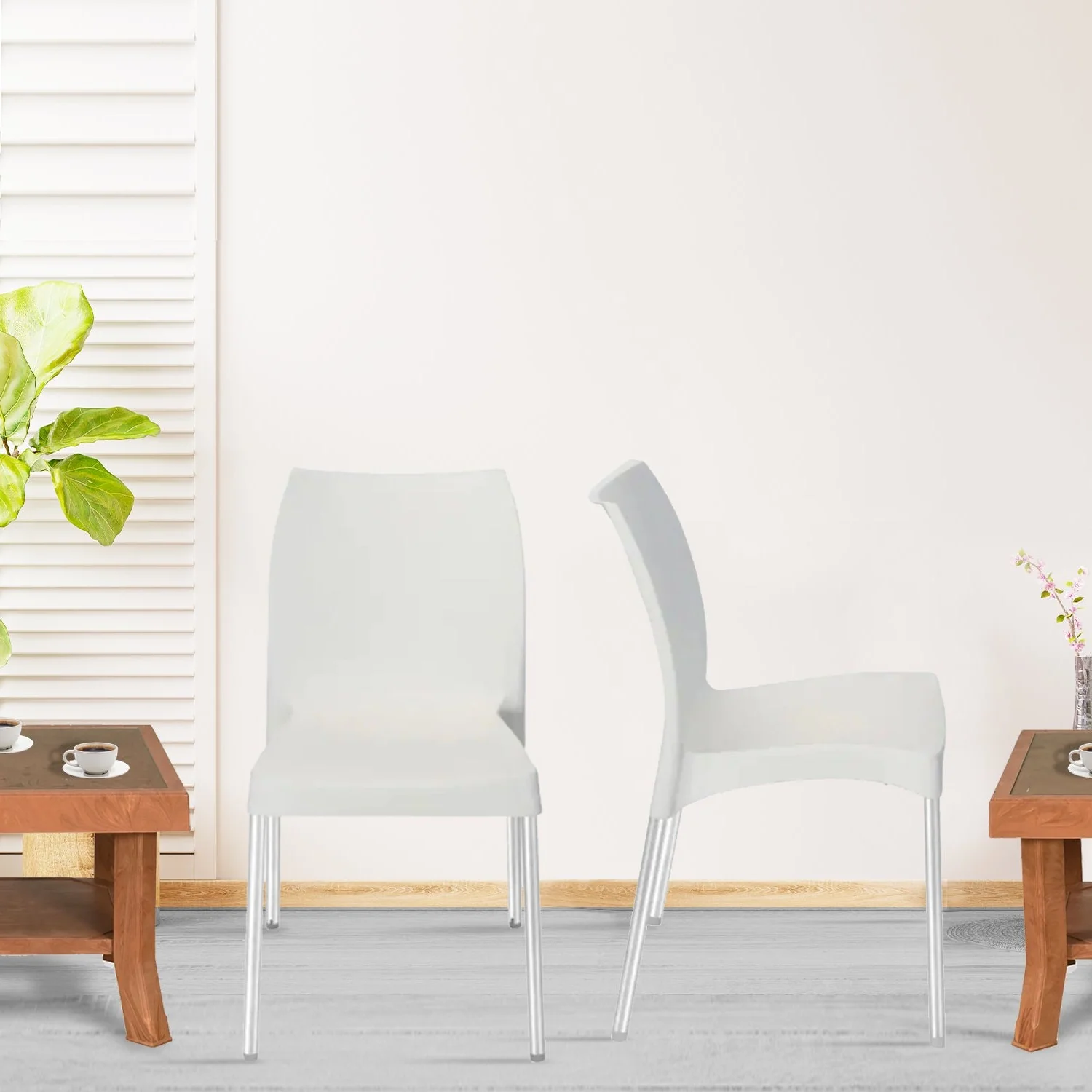 Nilkamal Novella 07 Plastic Armless Chair (Milky White) - Image 3