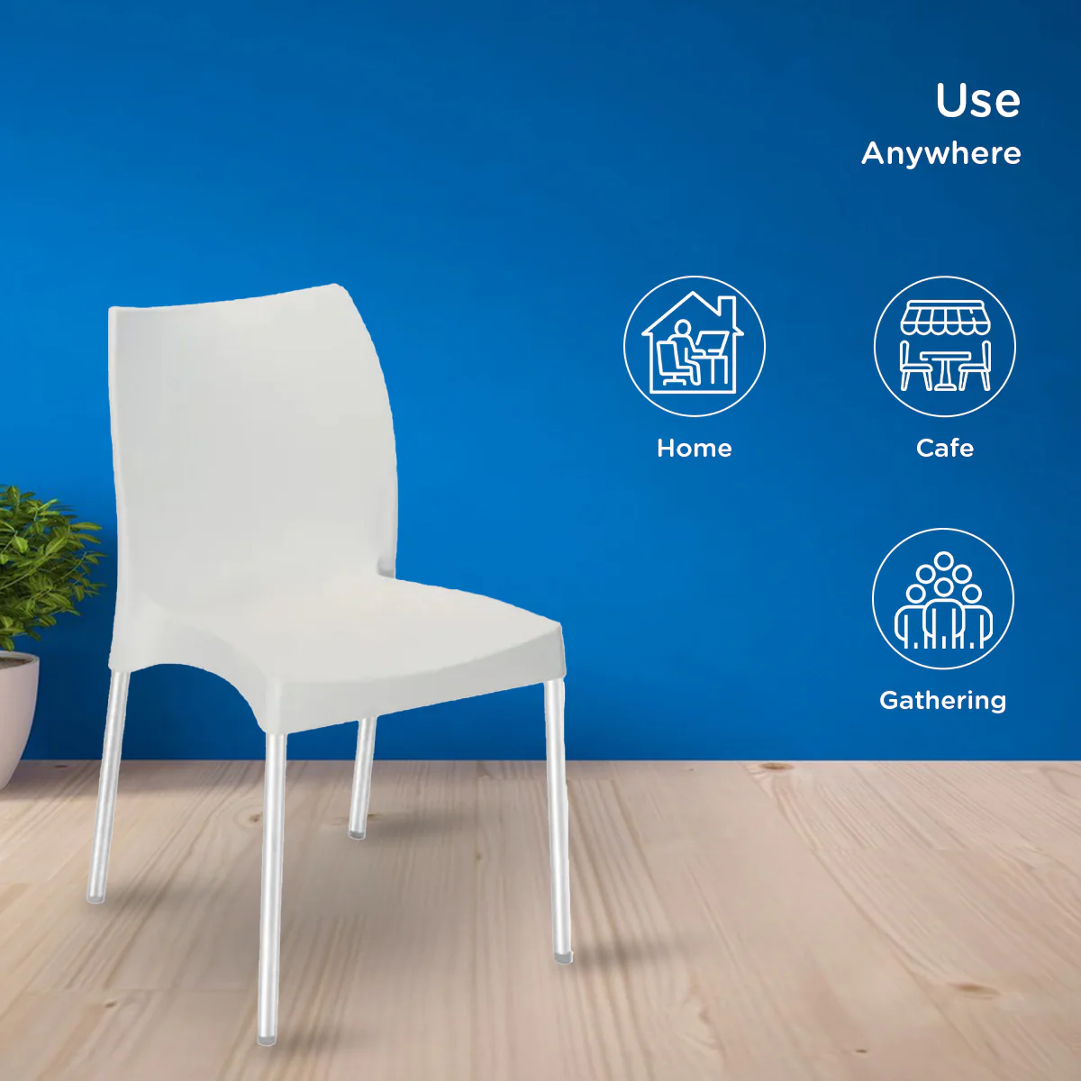 Nilkamal Novella 07 Plastic Armless Chair (Milky White) - Image 5