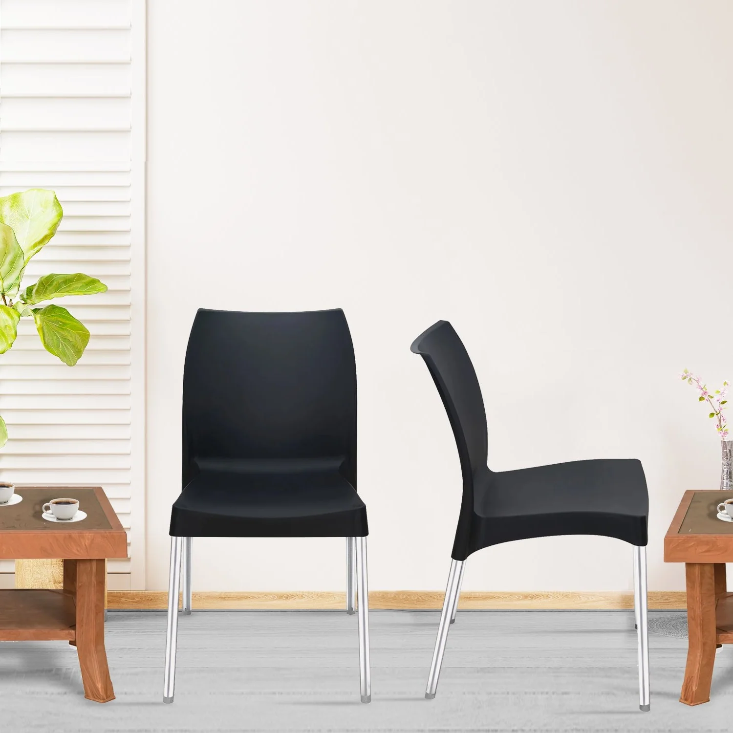 Nilkamal Novella 07 Plastic Armless Chair (Iron Black) - Image 3