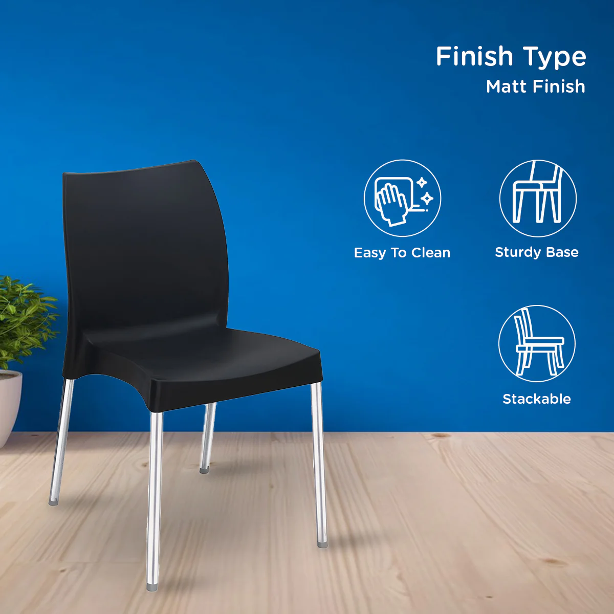 Nilkamal Novella 07 Plastic Armless Chair (Iron Black) - Image 5