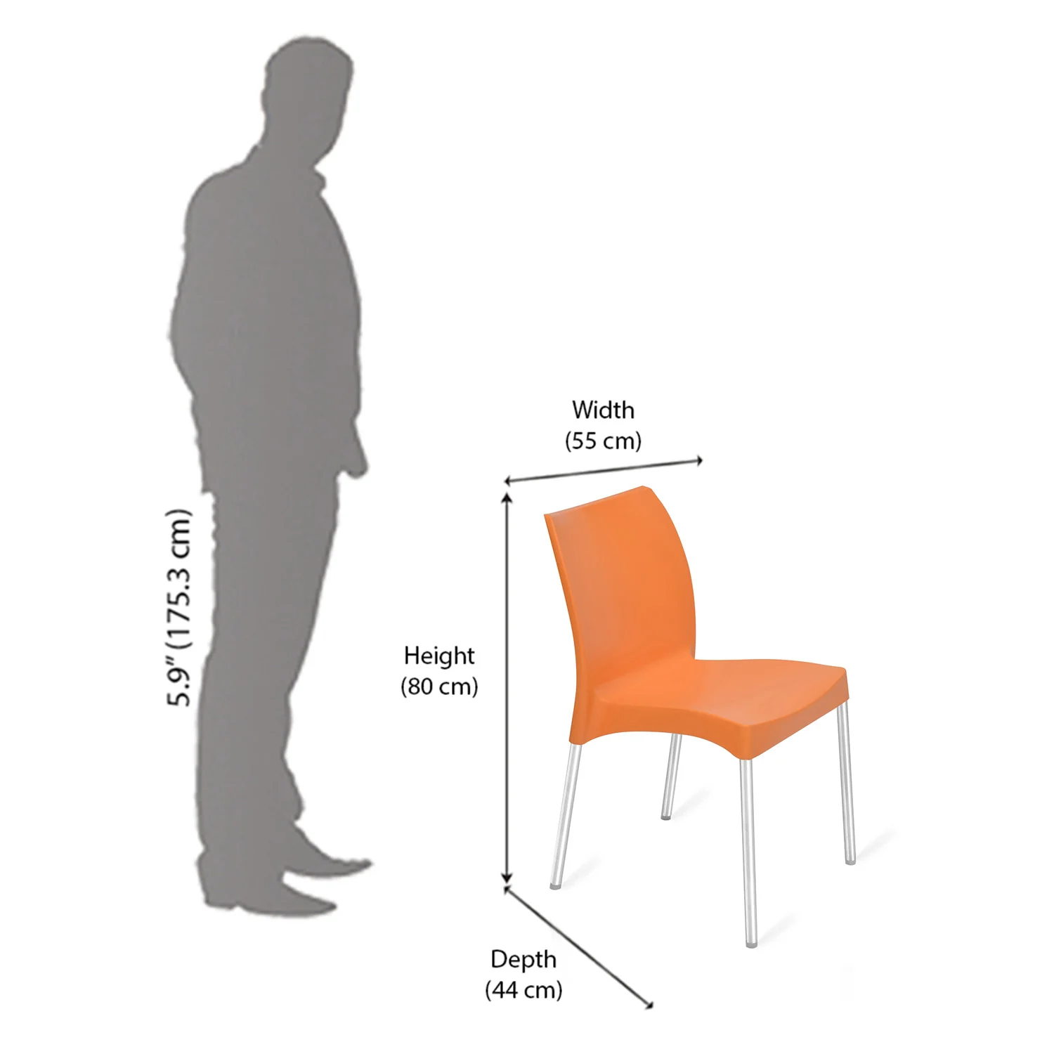 Nilkamal Novella 07 Plastic Armless Chair (Orange) - Image 11