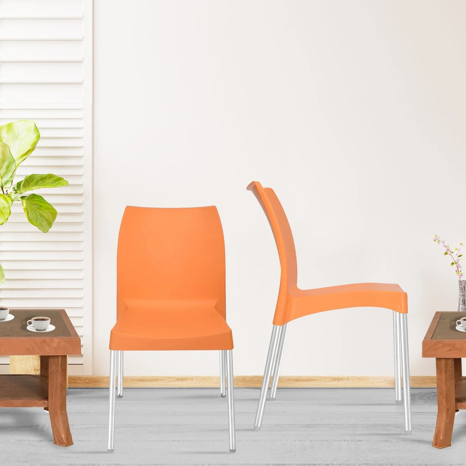 Nilkamal Novella 07 Plastic Armless Chair (Orange) - Image 3