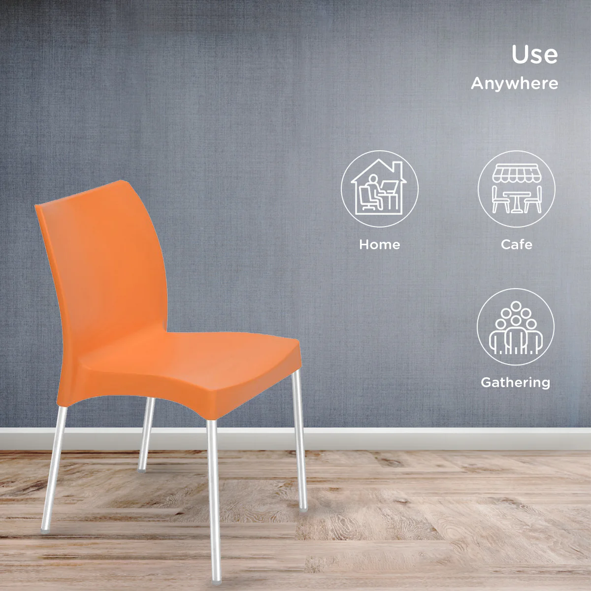 Nilkamal Novella 07 Plastic Armless Chair (Orange) - Image 4