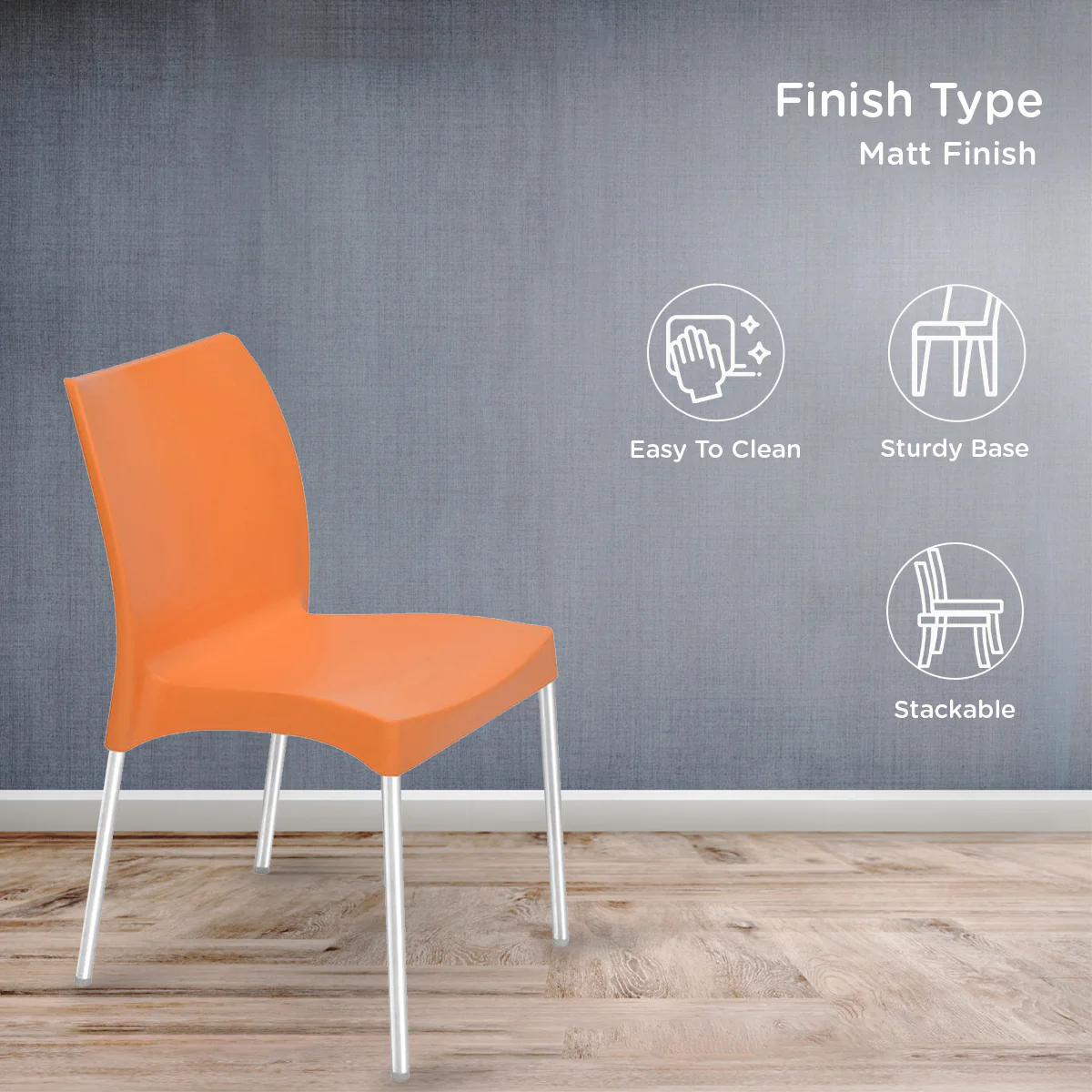 Nilkamal Novella 07 Plastic Armless Chair (Orange) - Image 5