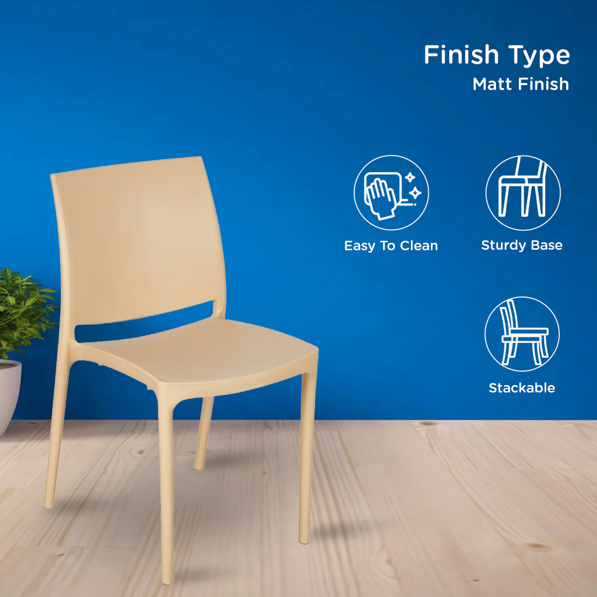 Nilkamal Novella 08 Plastic Armless Chair (Biscuit) - Image 6