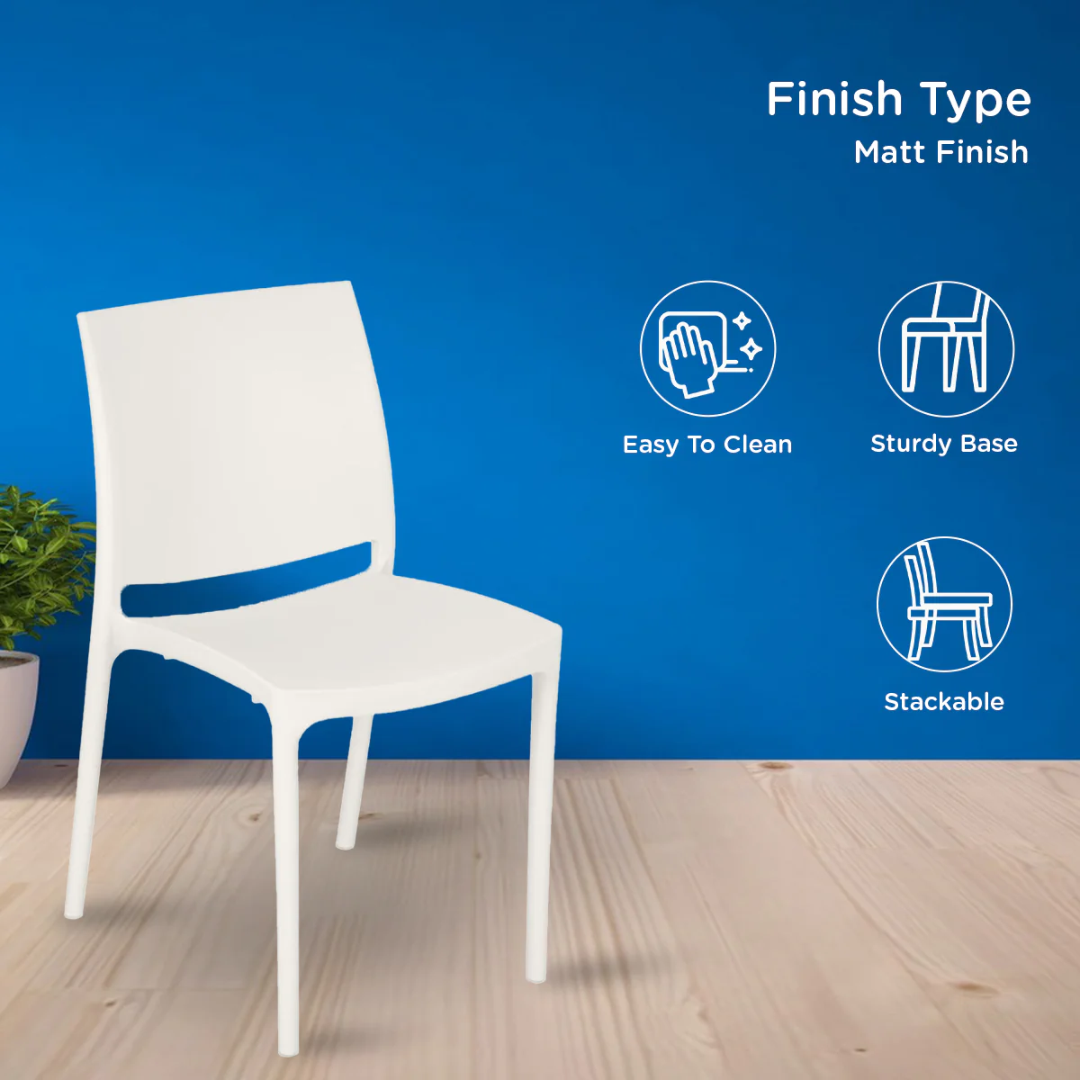 Nilkamal Novella 08 Plastic Armless Chair (Milky White) - Image 5