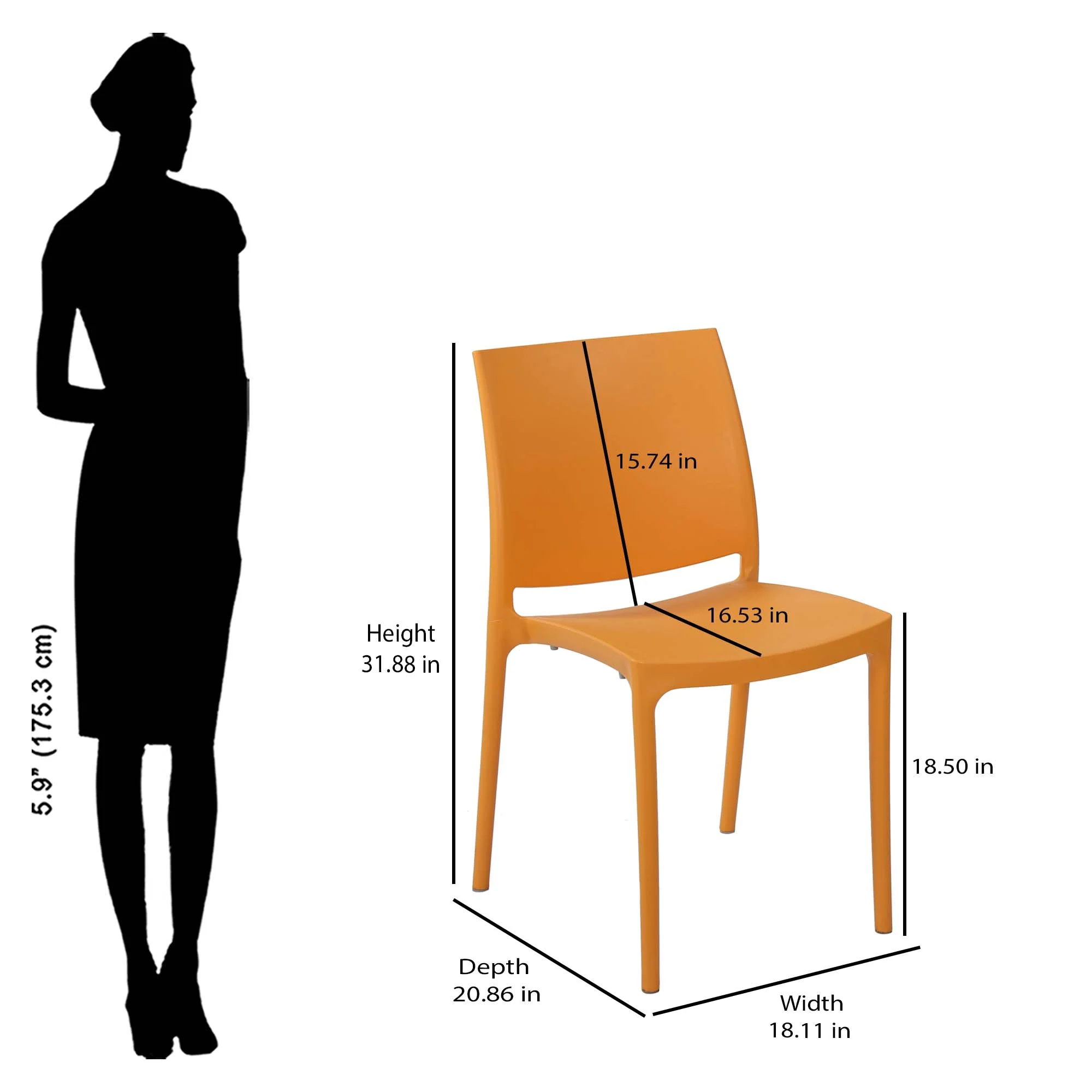 Nilkamal Novella 08 Plastic Armless Chair (Orange) - Image 9