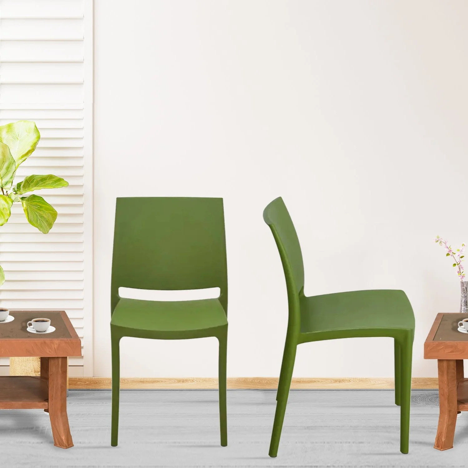 Nilkamal Novella 08 Plastic Armless Chair (Soft Green) - Image 3