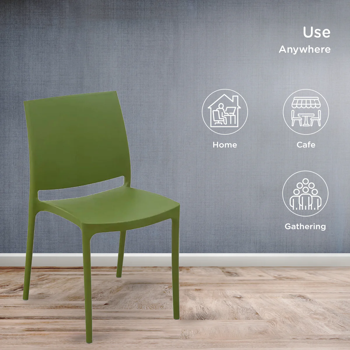 Nilkamal Novella 08 Plastic Armless Chair (Soft Green) - Image 4