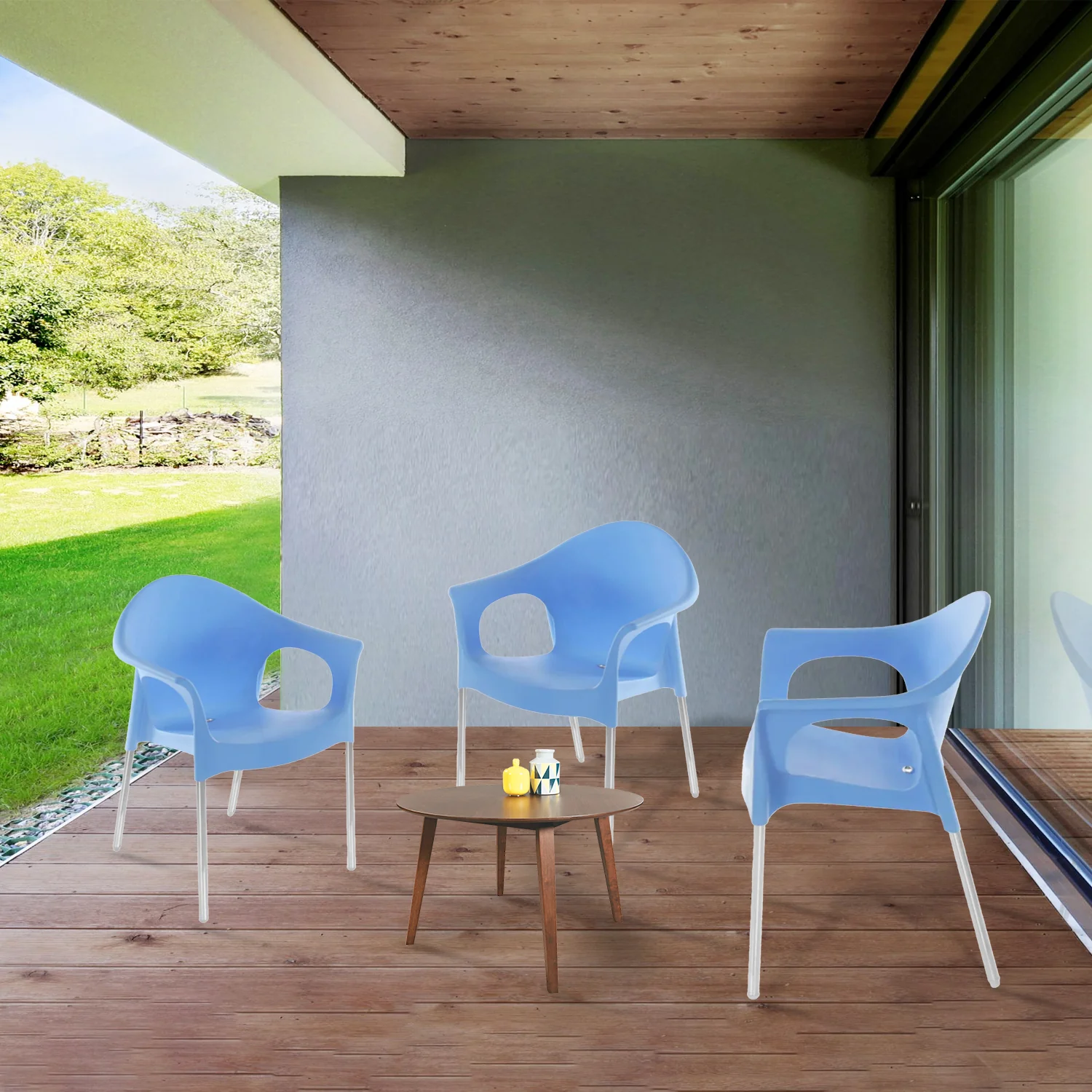Nilkamal Novella 09 Plastic Arm Chair (Blue) - Image 3