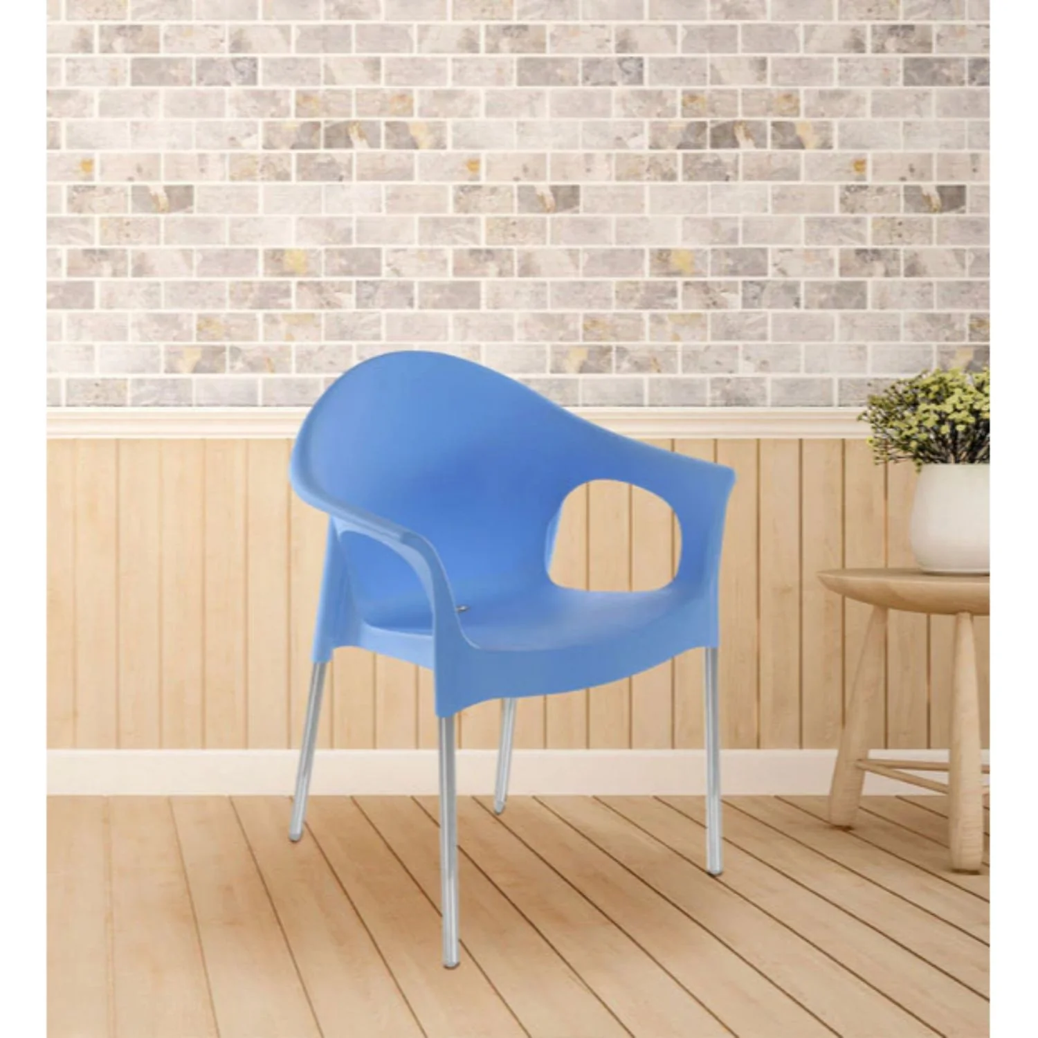 Nilkamal Novella 09 Plastic Arm Chair (Blue) - Image 4