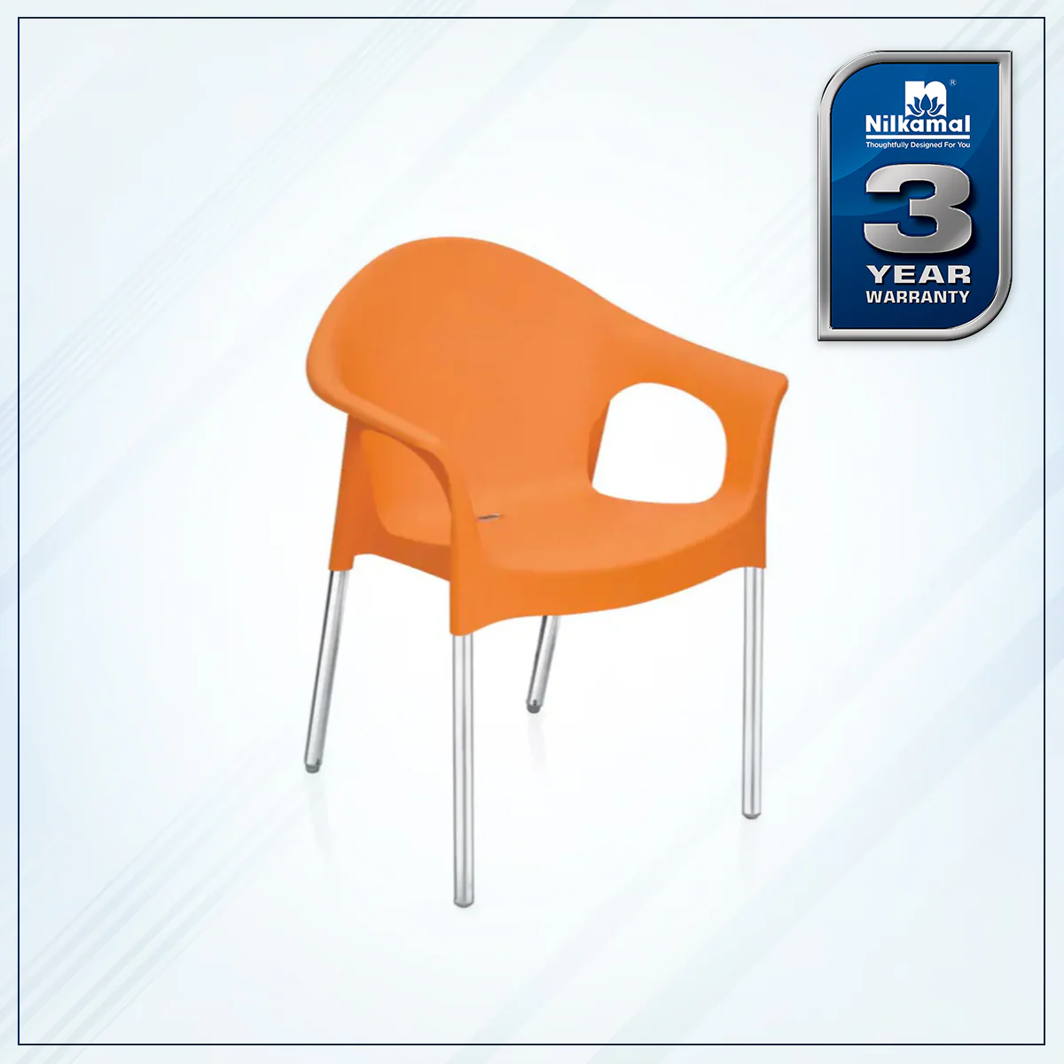 Nilkamal Novella 09 Plastic Arm Chair (Orange) - Image 2