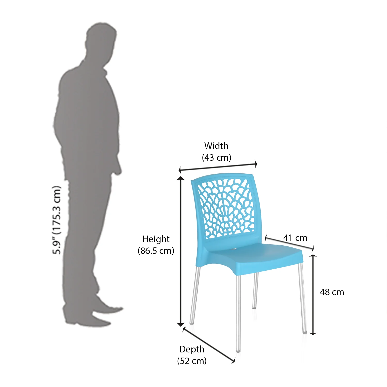 Nilkamal Novella 19 Plastic Armless Chair (Celeste Blue) - Image 9