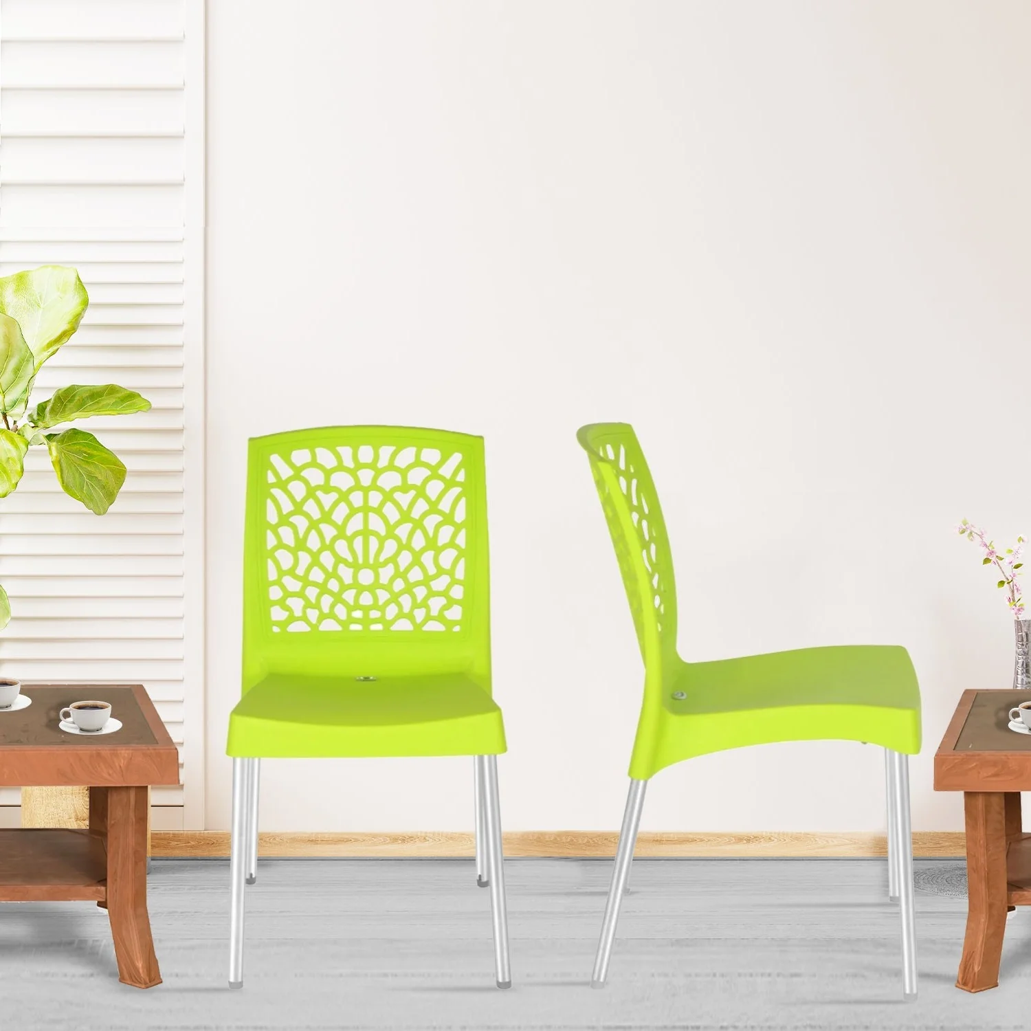 Nilkamal Novella 19 Plastic Armless Chair (Citrus Green) - Image 3