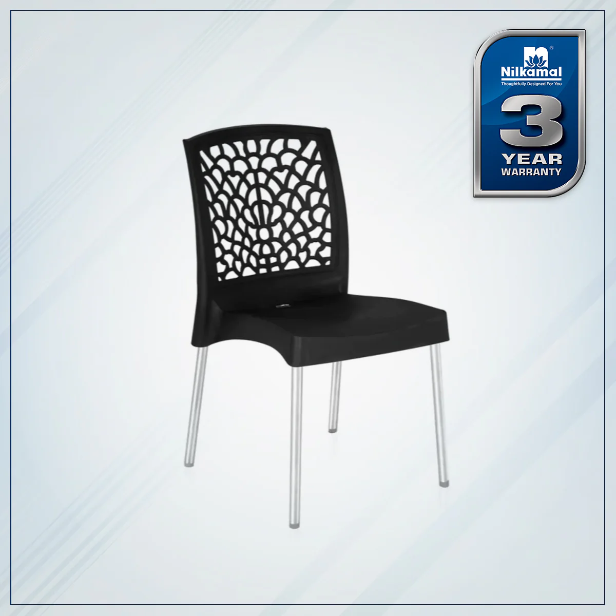 Nilkamal Novella 19 Plastic Armless Chair (Iron Black) - Image 2