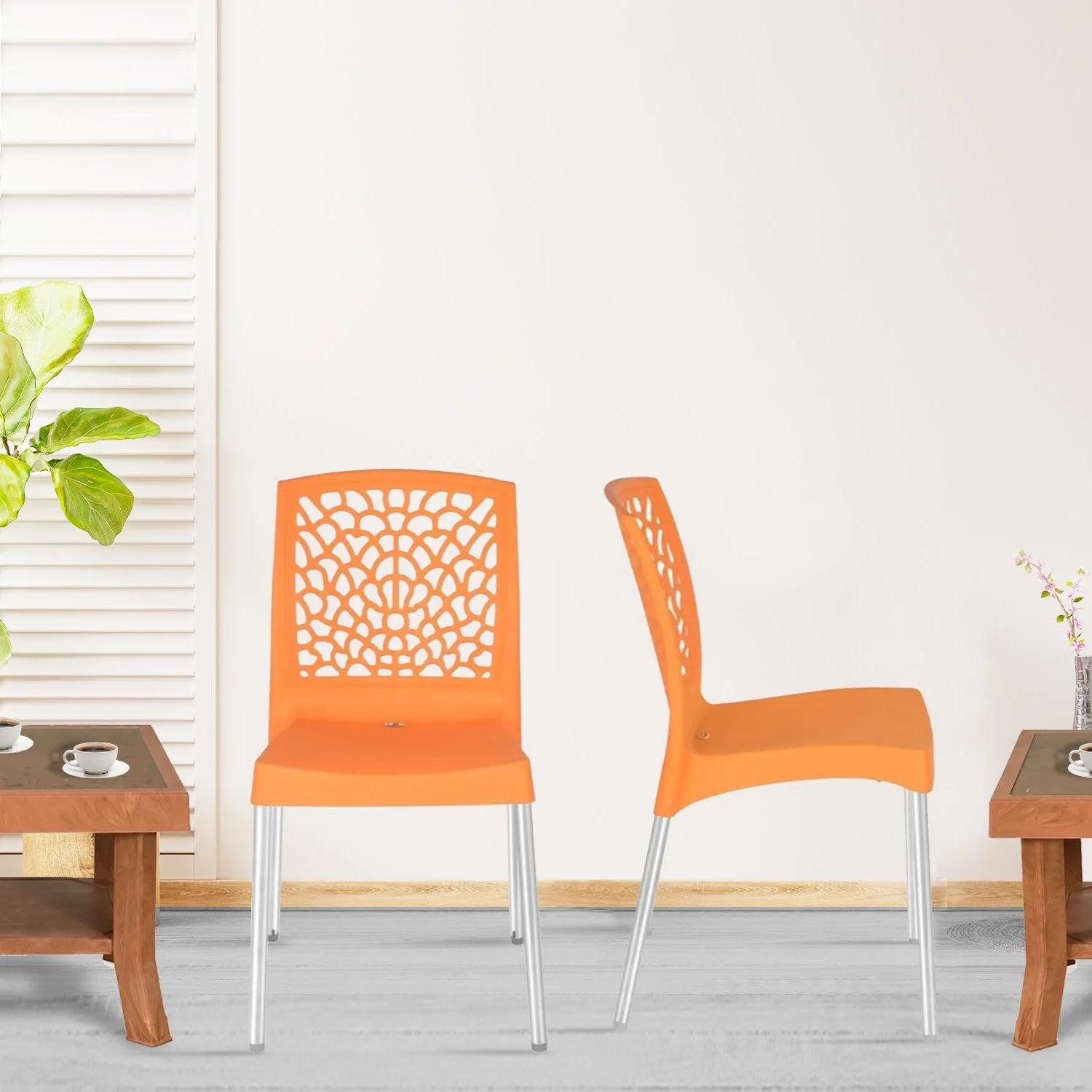 Nilkamal Novella 19 Plastic Armless Chair (Orange) - Image 3