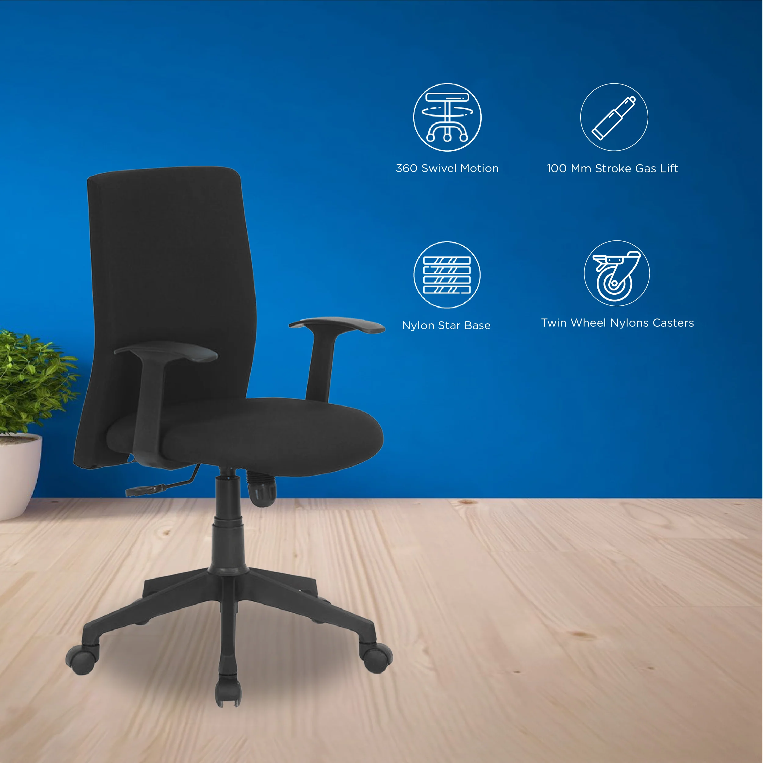 Nilkamal Optima High Back Chair (Black) - Image 3