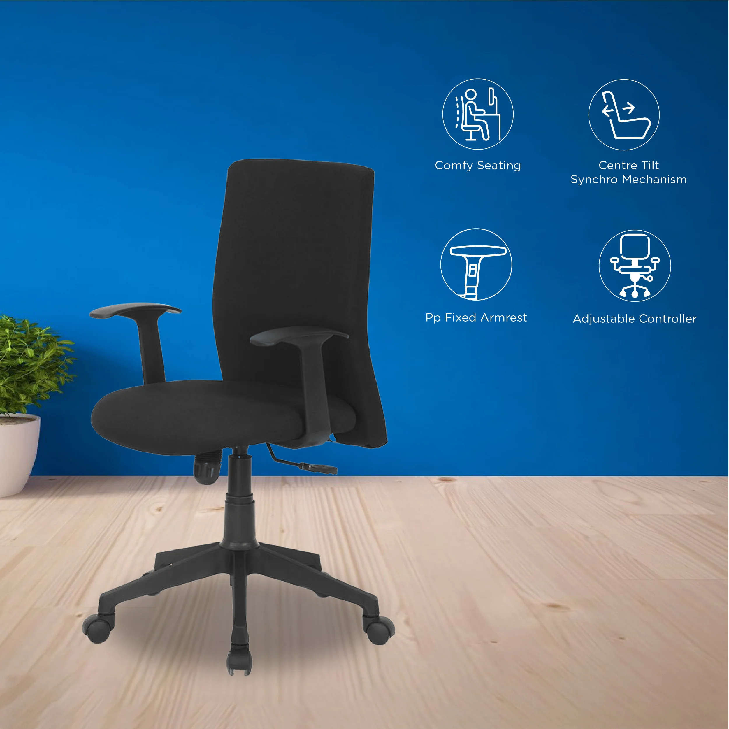 Nilkamal Optima High Back Chair (Black) - Image 4