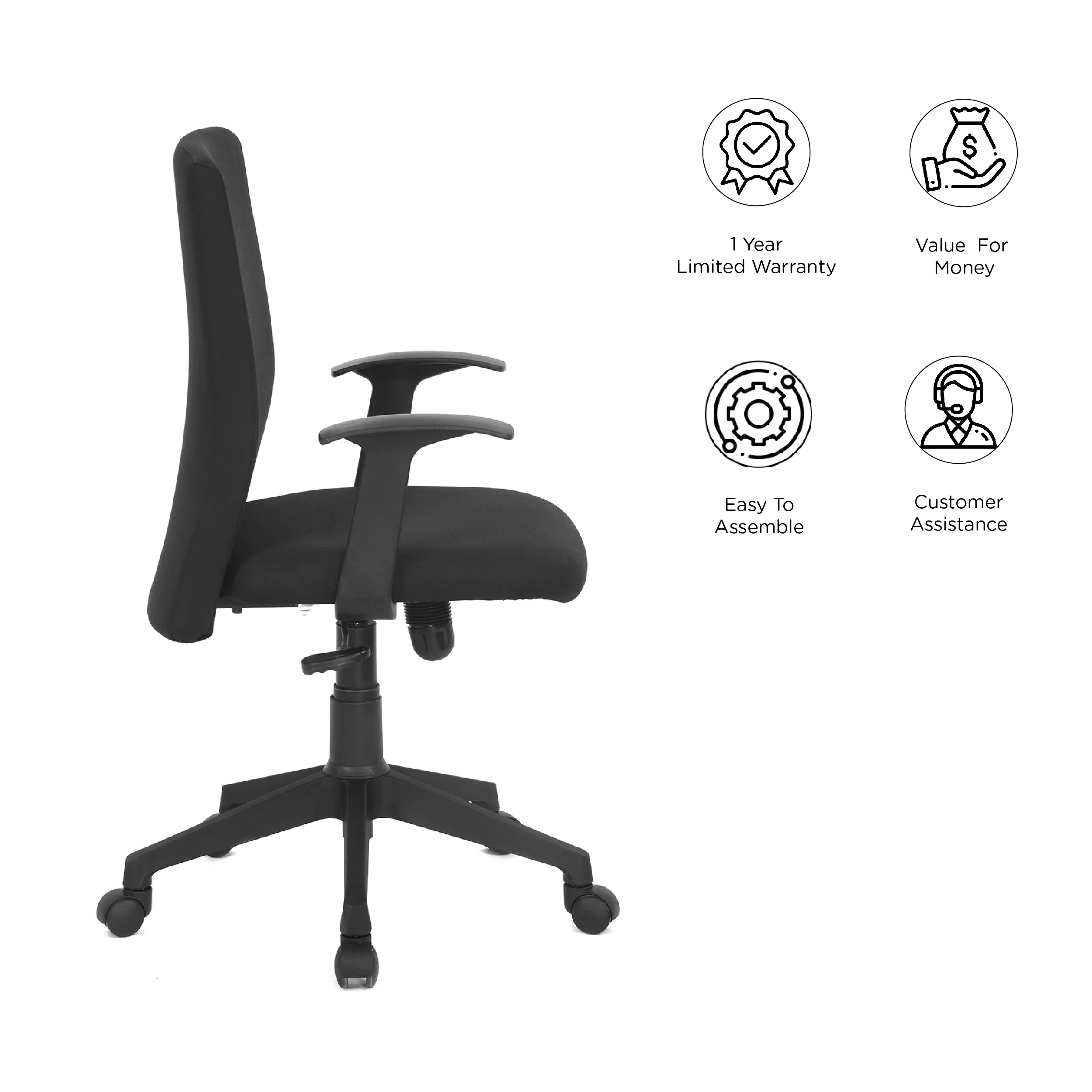 Nilkamal Optima High Back Chair (Black) - Image 5