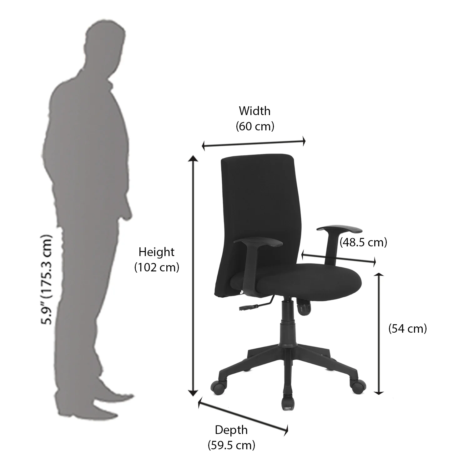 Nilkamal Optima Mid Back Chair (Black) - Image 6