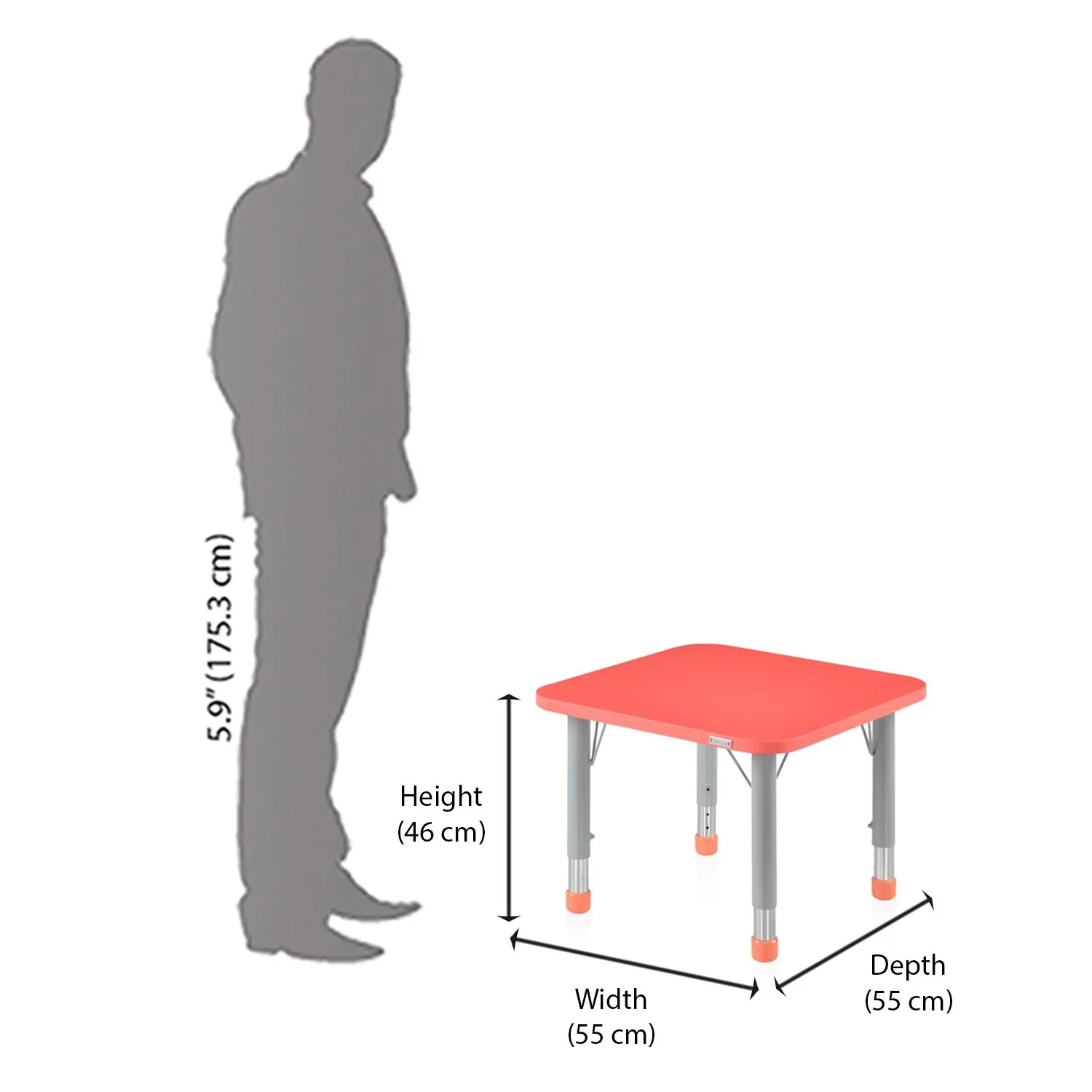 Nilkamal Orange Poppy Red Activity Desk (Square) - Image 5