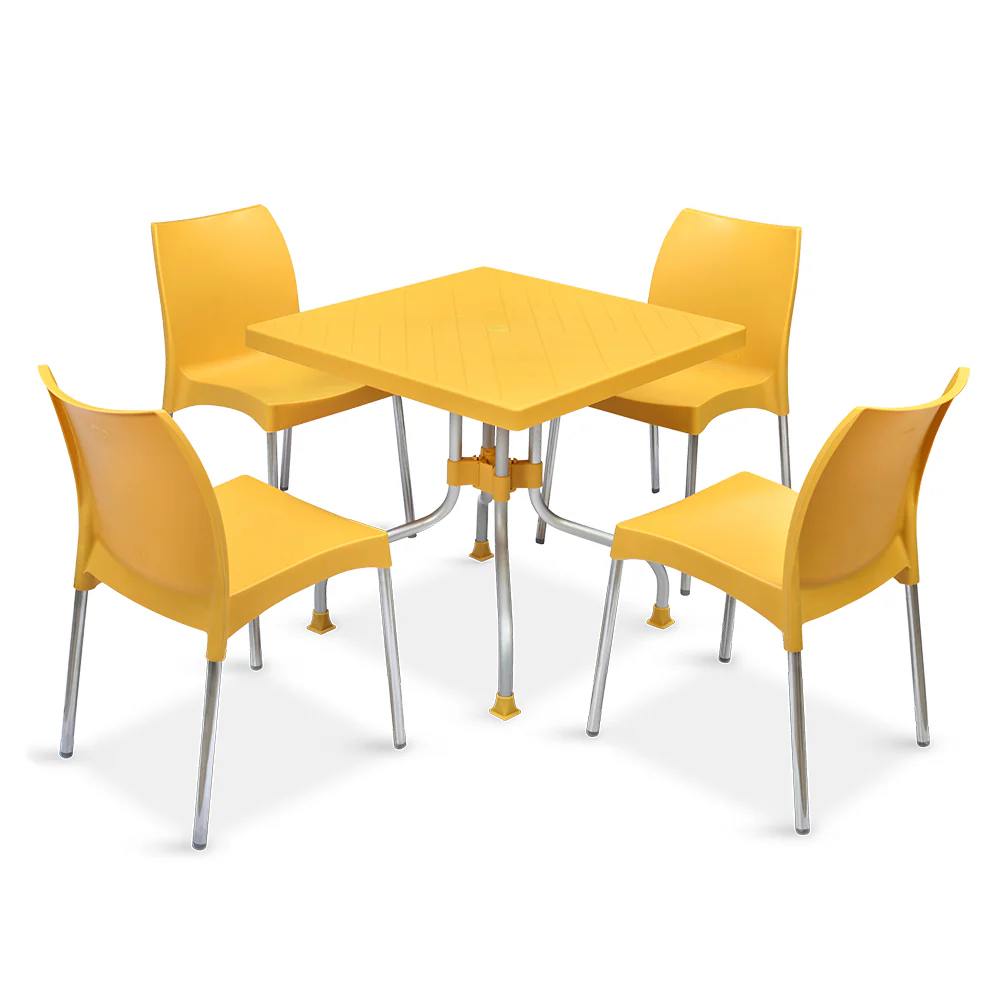 Nilkamal Orchid 1 + 4 Chair Plastic Dining Set - Image 2