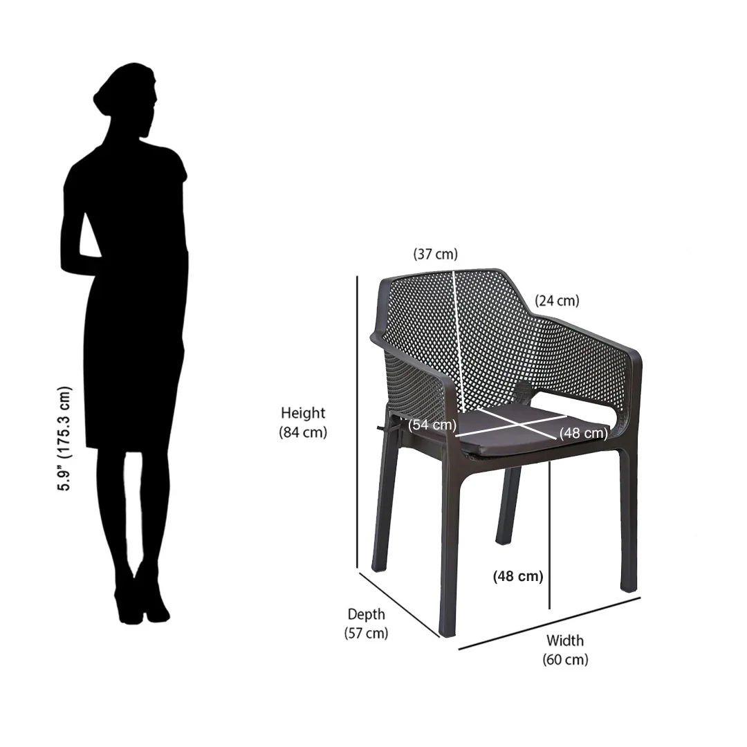 Nilkamal Orchid 1 + 4 Chair Plastic Dining Set (Season Rust Brown) - Image 12