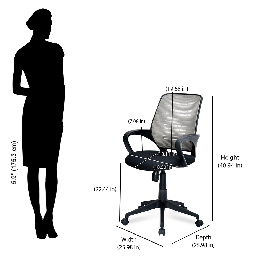 Nilkamal Otis Mid Back Mesh Office Chair (Black & Grey) - Image 10