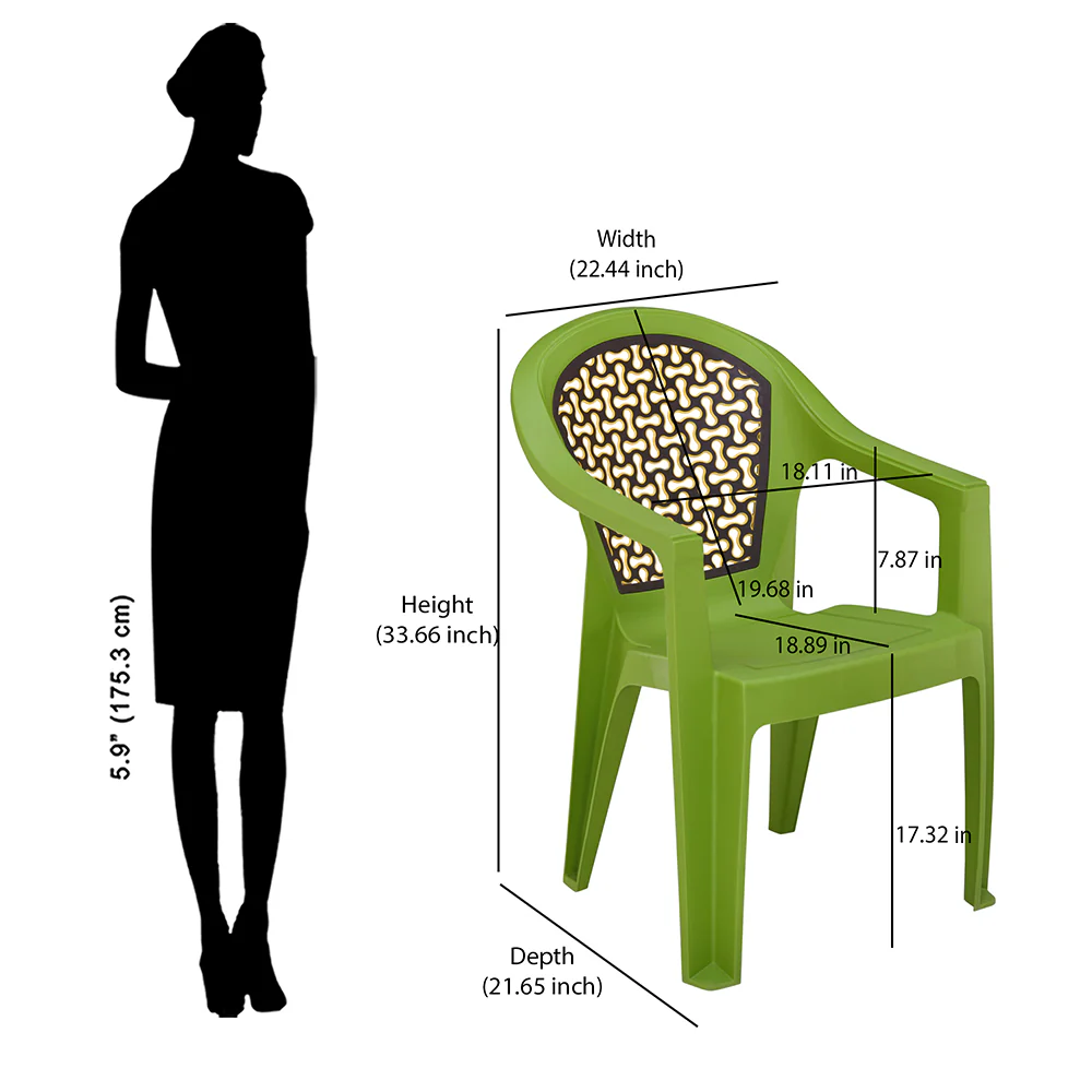 Nilkamal Paradise Plastic Arm Chair (Lush Green, Season Rust Brown & Mustard Yellow) - Image 6