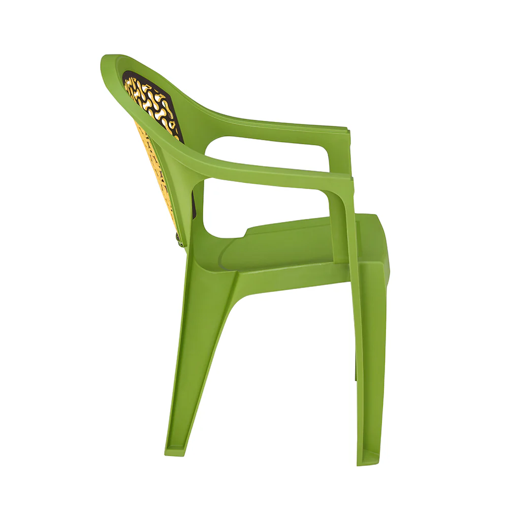 Nilkamal Paradise Plastic Arm Chair (Lush Green, Season Rust Brown & Mustard Yellow) - Image 7