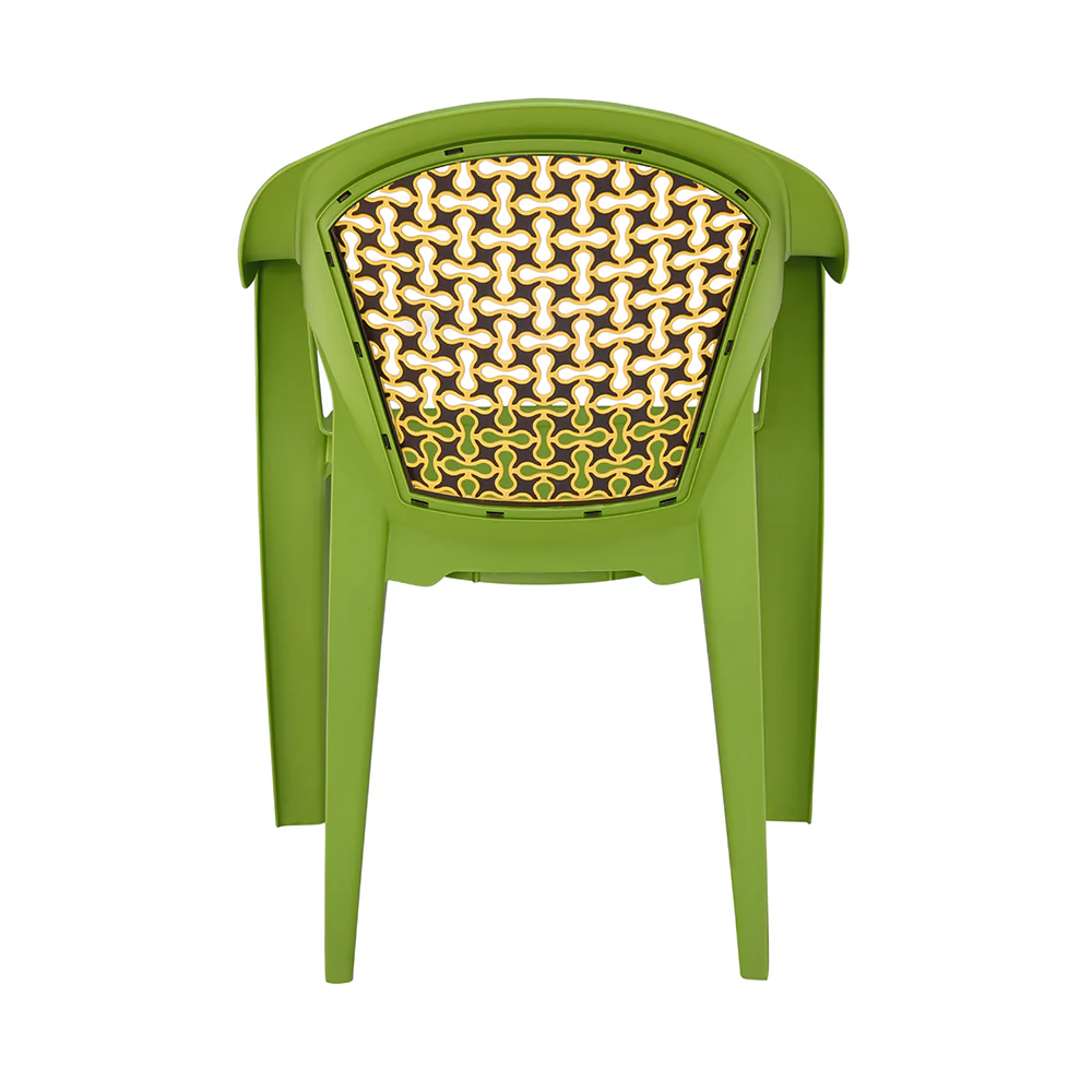 Nilkamal Paradise Plastic Arm Chair (Lush Green, Season Rust Brown & Mustard Yellow) - Image 8