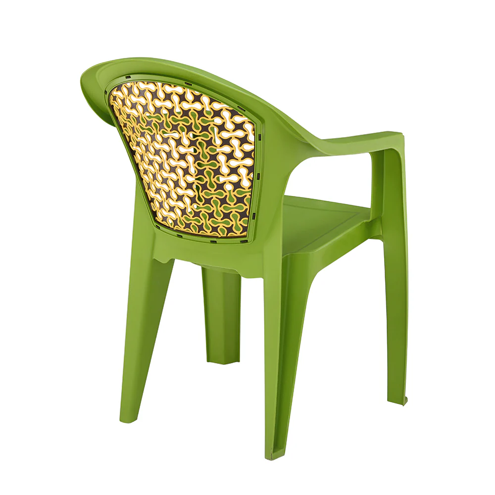 Nilkamal Paradise Plastic Arm Chair (Lush Green, Season Rust Brown & Mustard Yellow) - Image 9