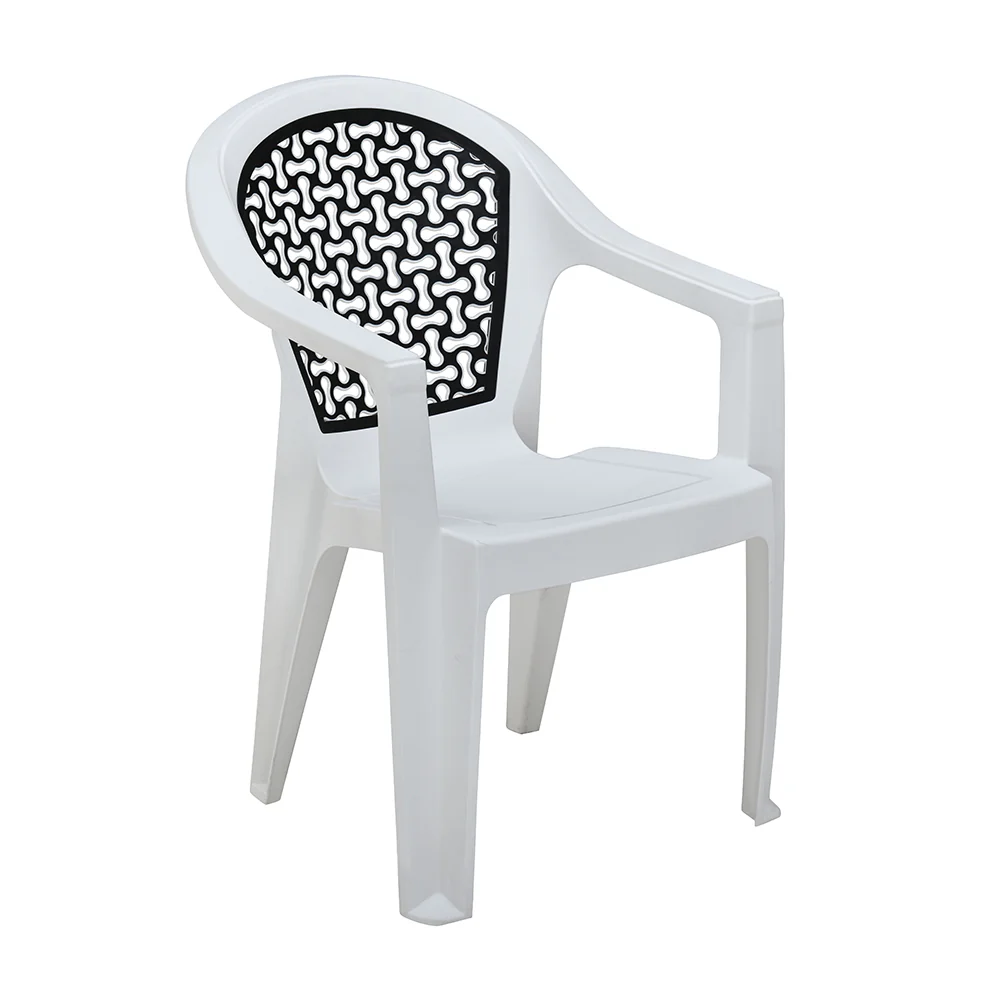 Nilkamal Paradise Plastic Arm Chair (Milky White & Black) - Image 3