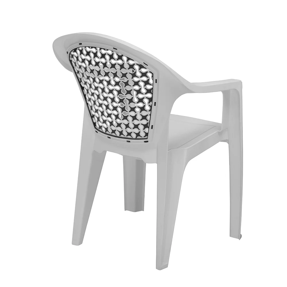 Nilkamal Paradise Plastic Arm Chair (Milky White & Black) - Image 5