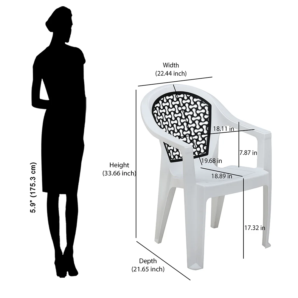 Nilkamal Paradise Plastic Arm Chair (Milky White & Black) - Image 8