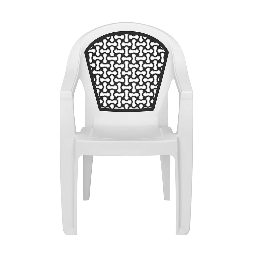 Nilkamal Paradise Plastic Arm Chair (Milky White & Black) - Image 9