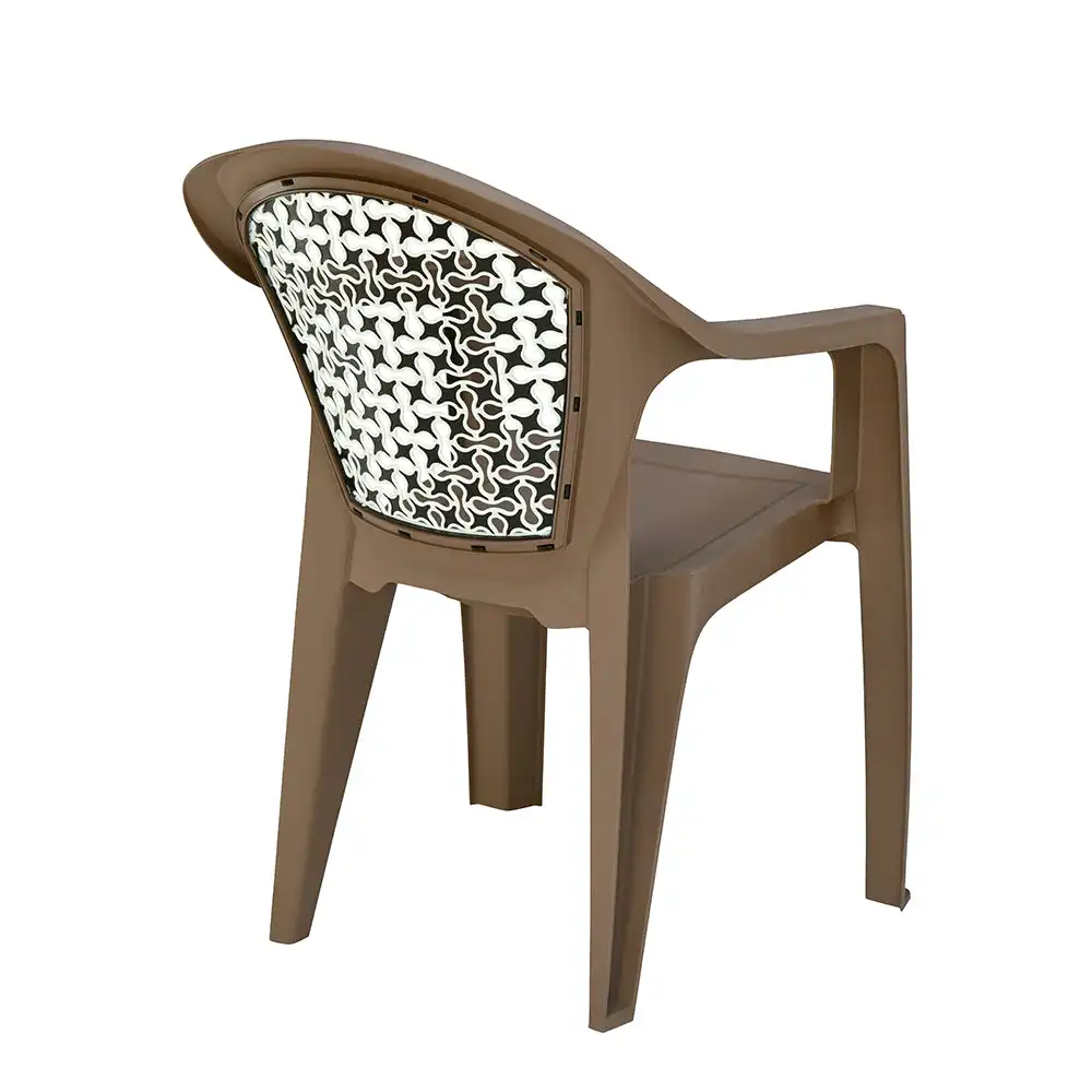 Nilkamal Paradise Plastic Arm Chair (Ratian Dark Beige, Season Rust Brown & Ivory) - Image 4