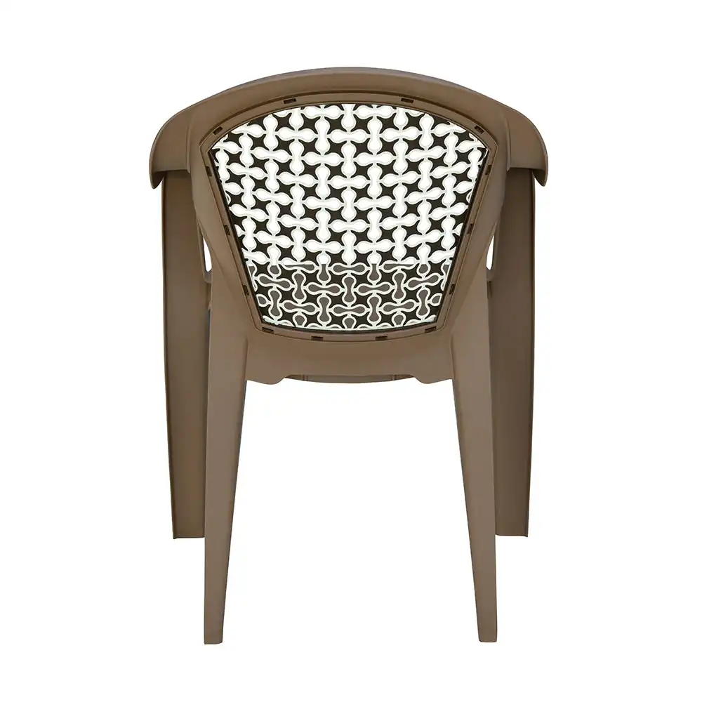 Nilkamal Paradise Plastic Arm Chair (Ratian Dark Beige, Season Rust Brown & Ivory) - Image 5